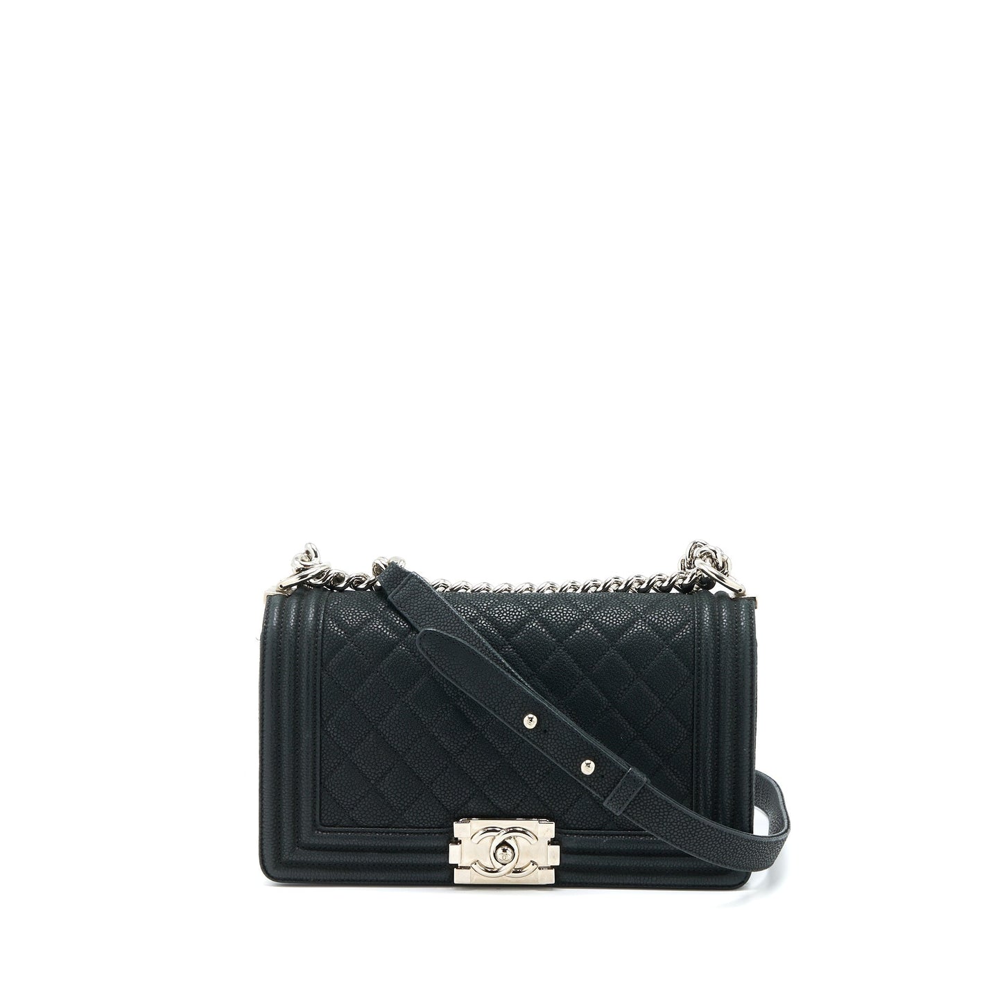 Chanel Boy Grained Calfskin SHW Black Handbag