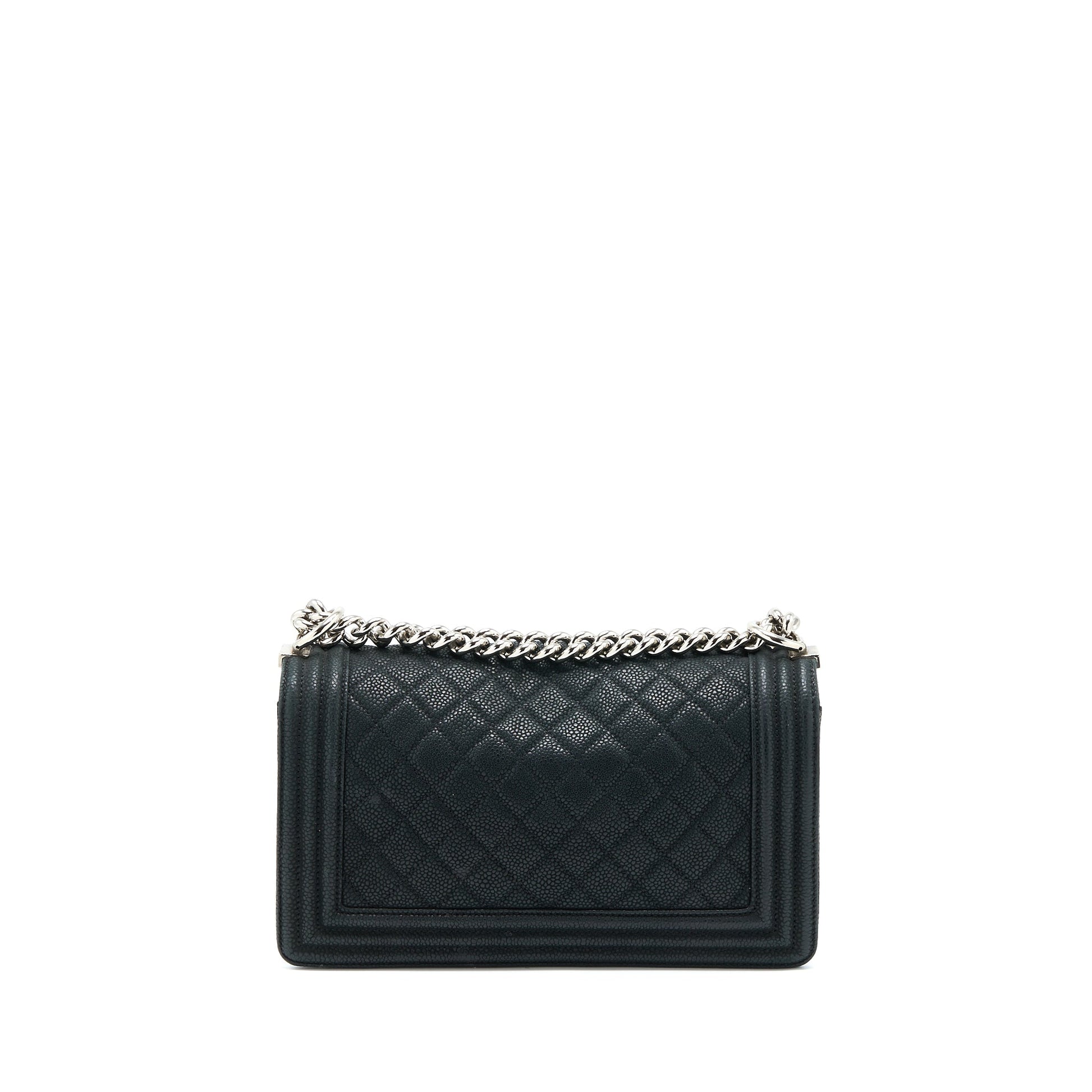 Chanel Boy Grained Calfskin SHW Black Handbag