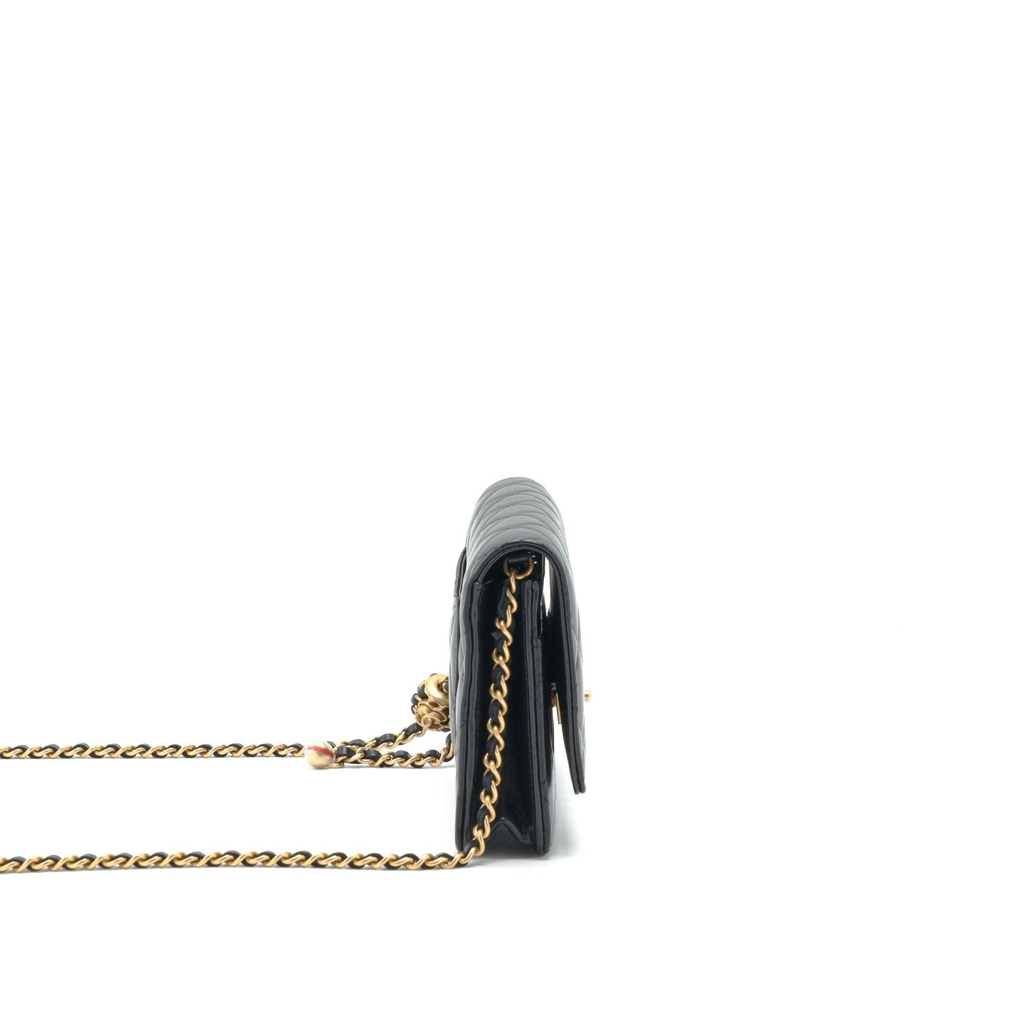 Chanel 22S Pearl Crush On Lambskin GHW Black Wallet Case