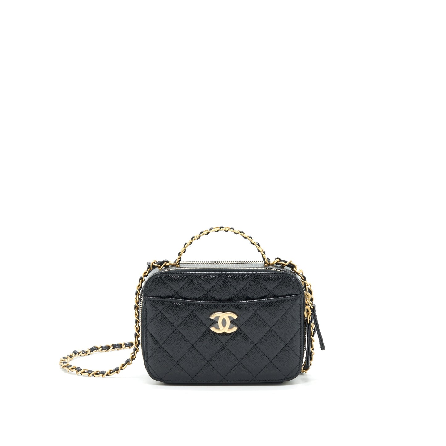 Chanel 22S Letter Top Handle Vanity Caviar Black Small Handbag