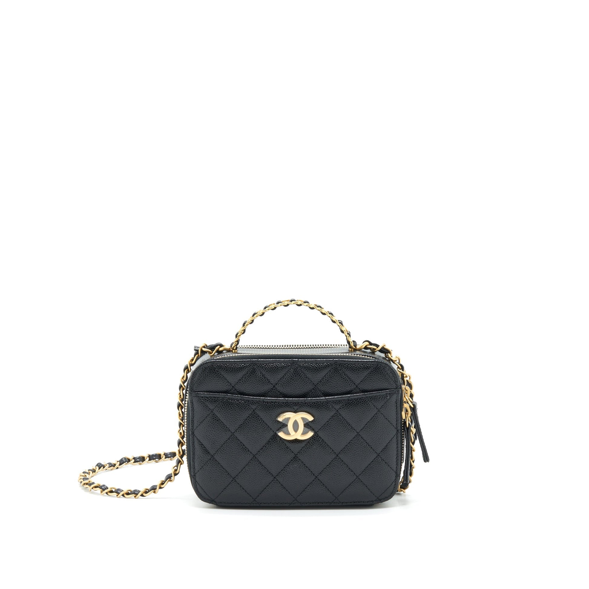 Chanel 22S Letter Top Handle Vanity Caviar Black Small Handbag