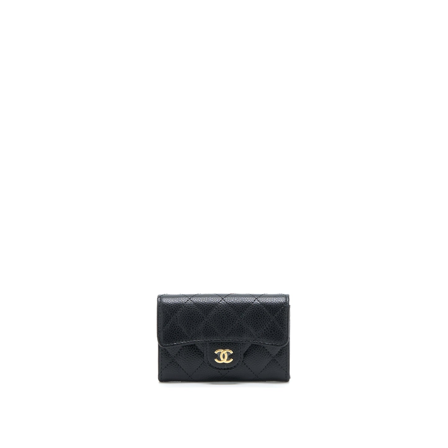 Chanel Classic Flap Card Holder Caviar GHW Black Wallet Case Ghw Microchip