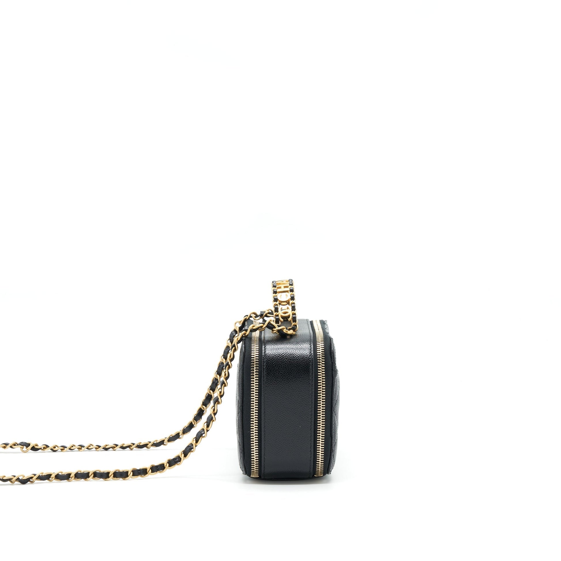 Chanel 22S Letter Top Handle Vanity Caviar Black Small Handbag