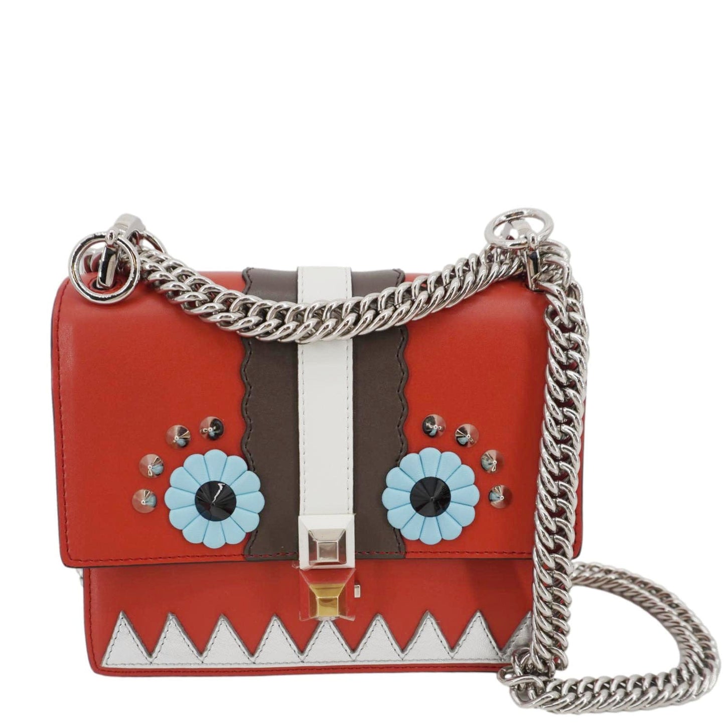 Fendi Studded Kan Liberty Lucido Catalan Shoulder Bag Leather Vitello Multicolor