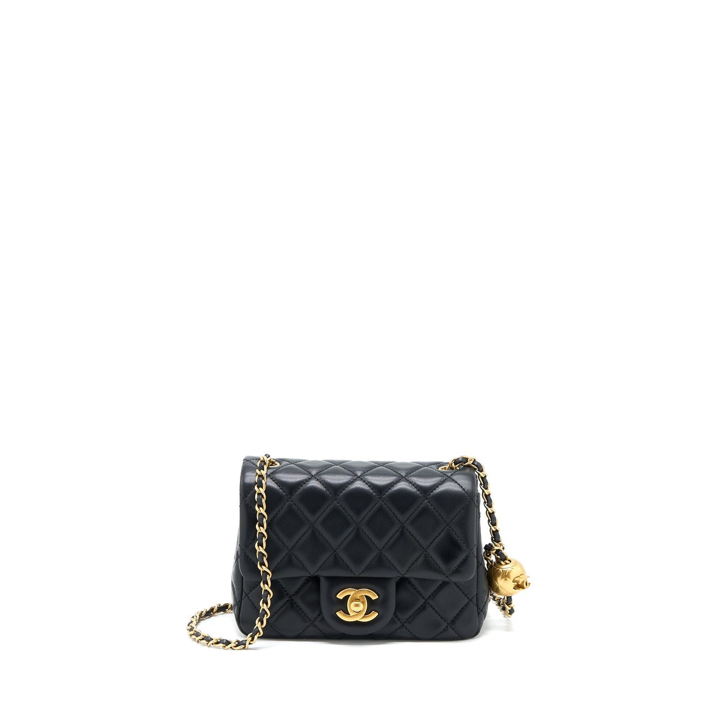 Chanel Pearl Crush Square Flap Lambskin GHW Black Shoulder Bag Microchip 3