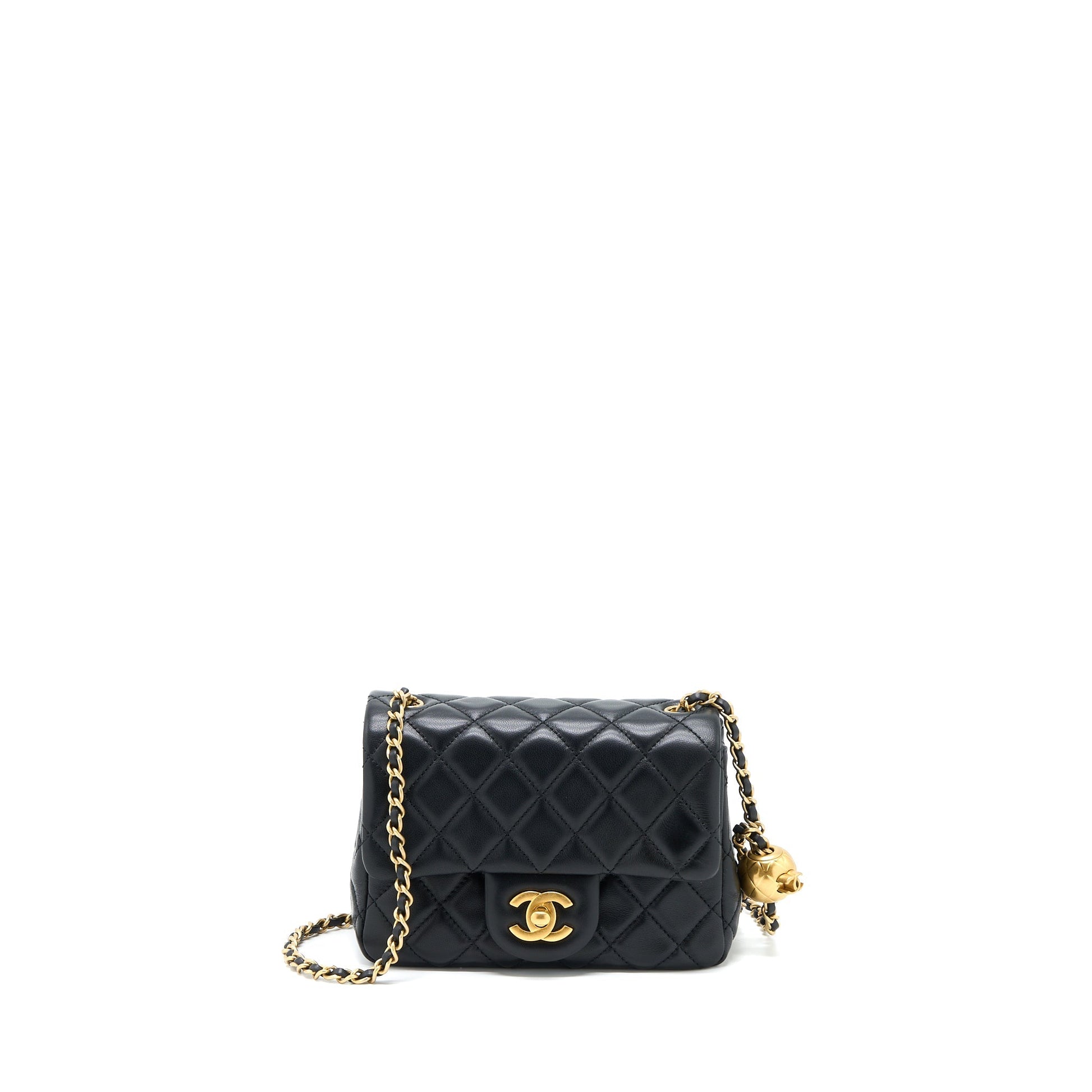 Chanel Pearl Crush Square Flap Lambskin GHW Black Shoulder Bag Microchip 3