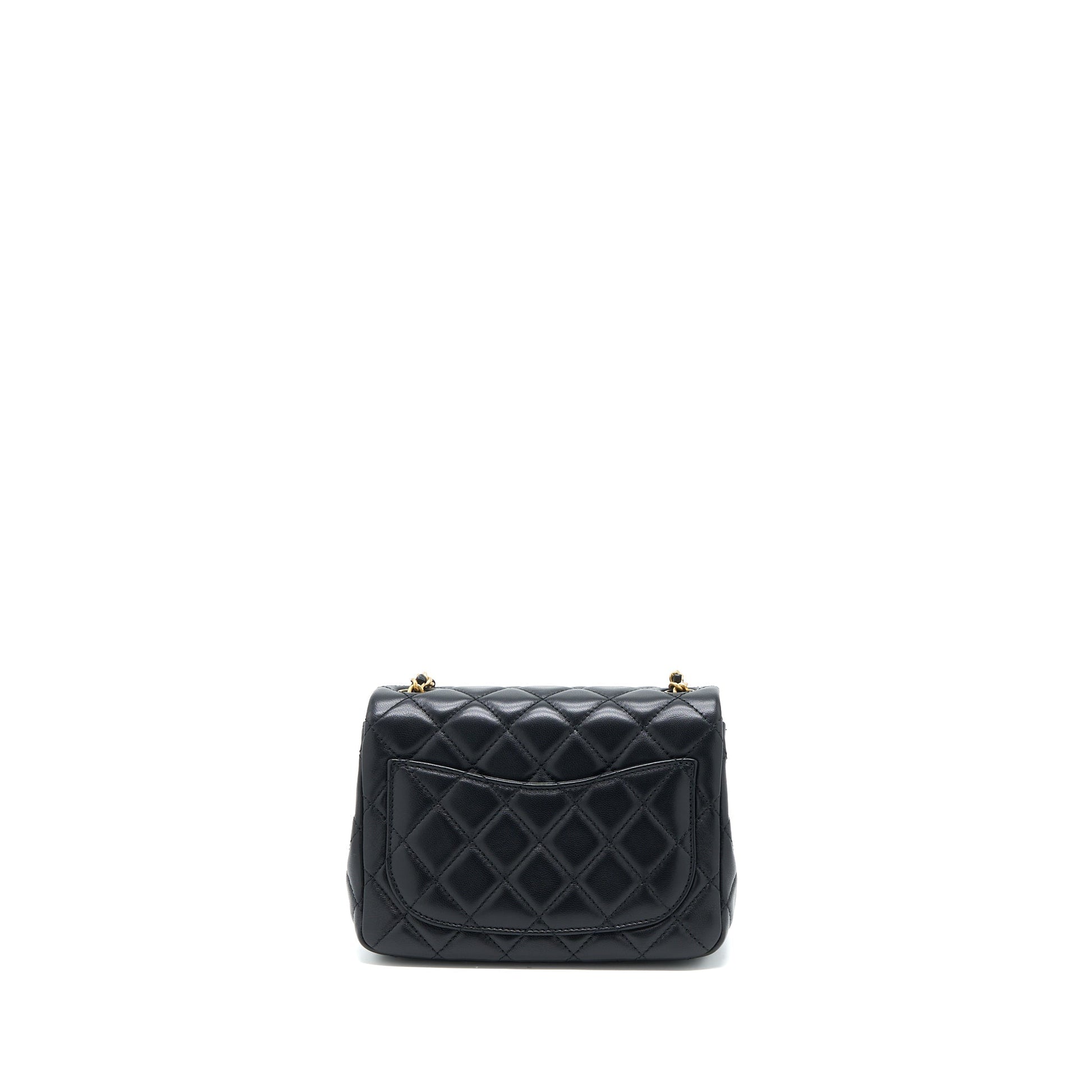 Chanel Pearl Crush Square Flap Lambskin GHW Black Shoulder Bag Microchip 3