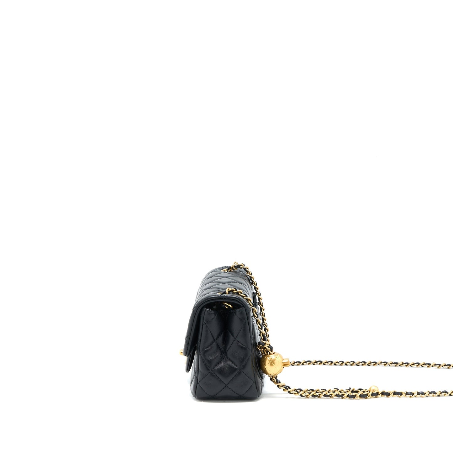 Chanel Pearl Crush Square Flap Lambskin GHW Black Shoulder Bag Microchip 3
