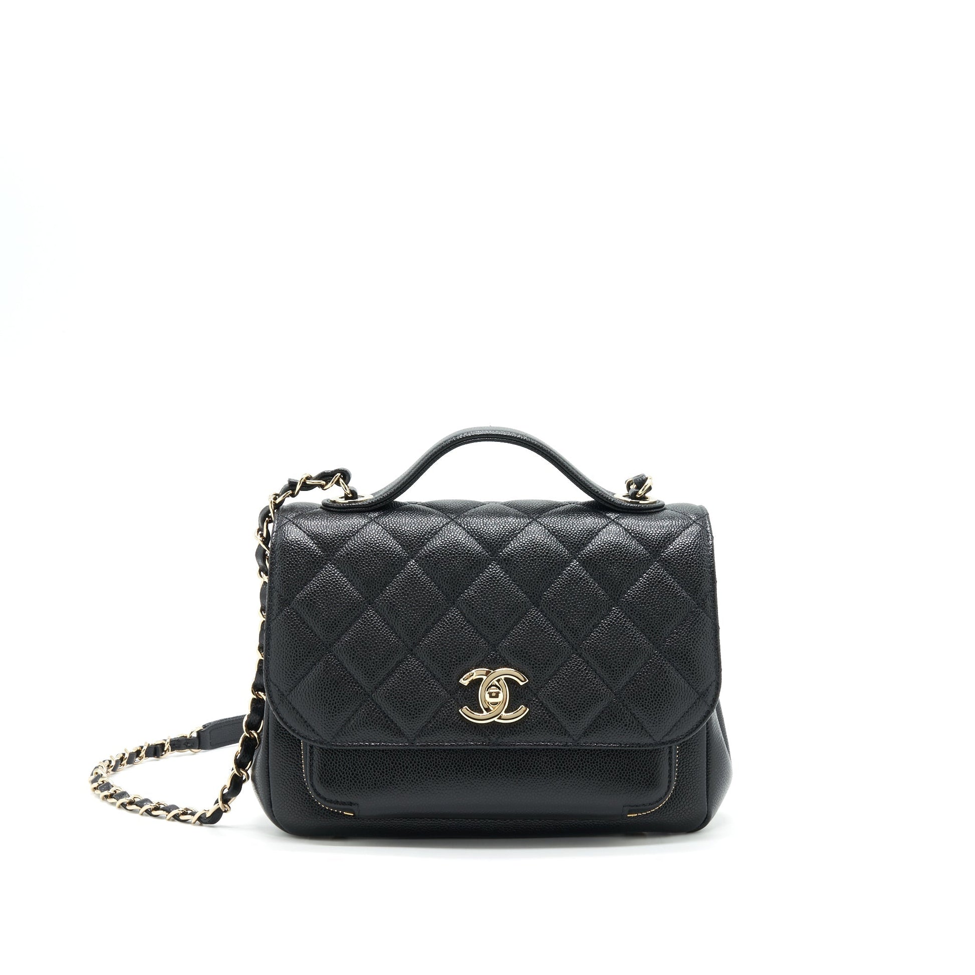 Chanel Business Affinity Caviar LGHW Microchip Black Handbag