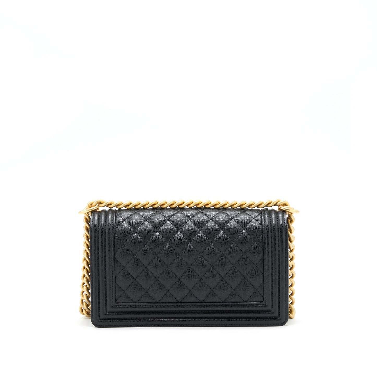 Chanel Boy Caviar Brushed GHW Microchip Black Handbag