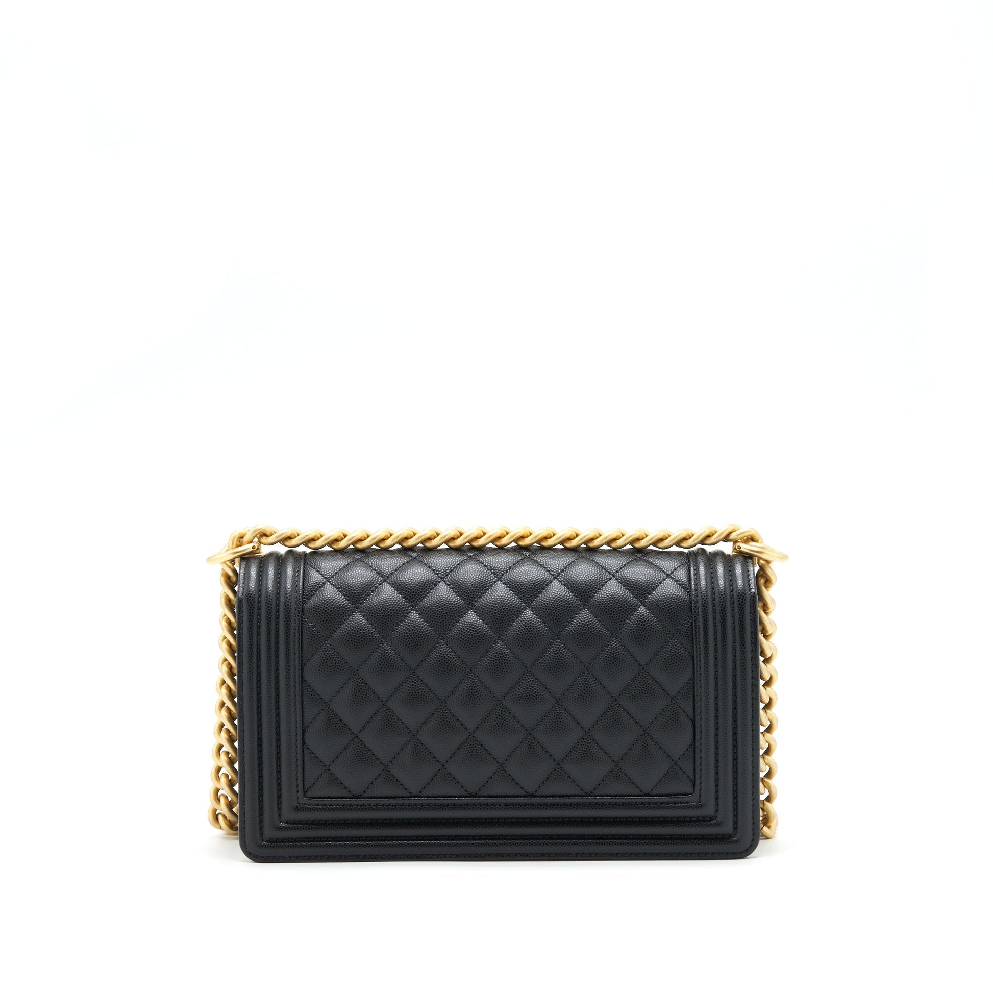 Chanel Boy Caviar Brushed GHW Microchip Black Handbag