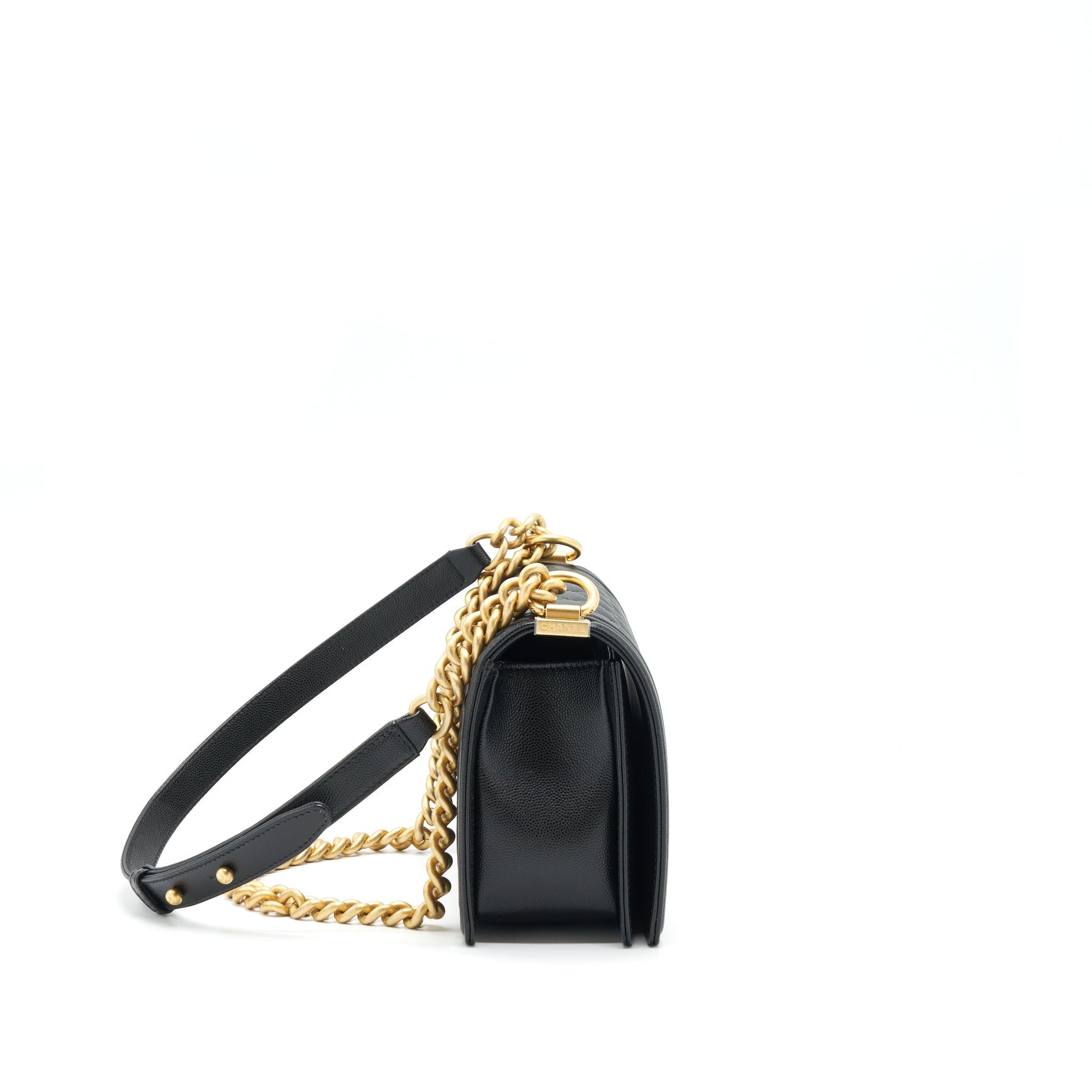 Chanel Boy Caviar Brushed GHW Microchip Black Handbag