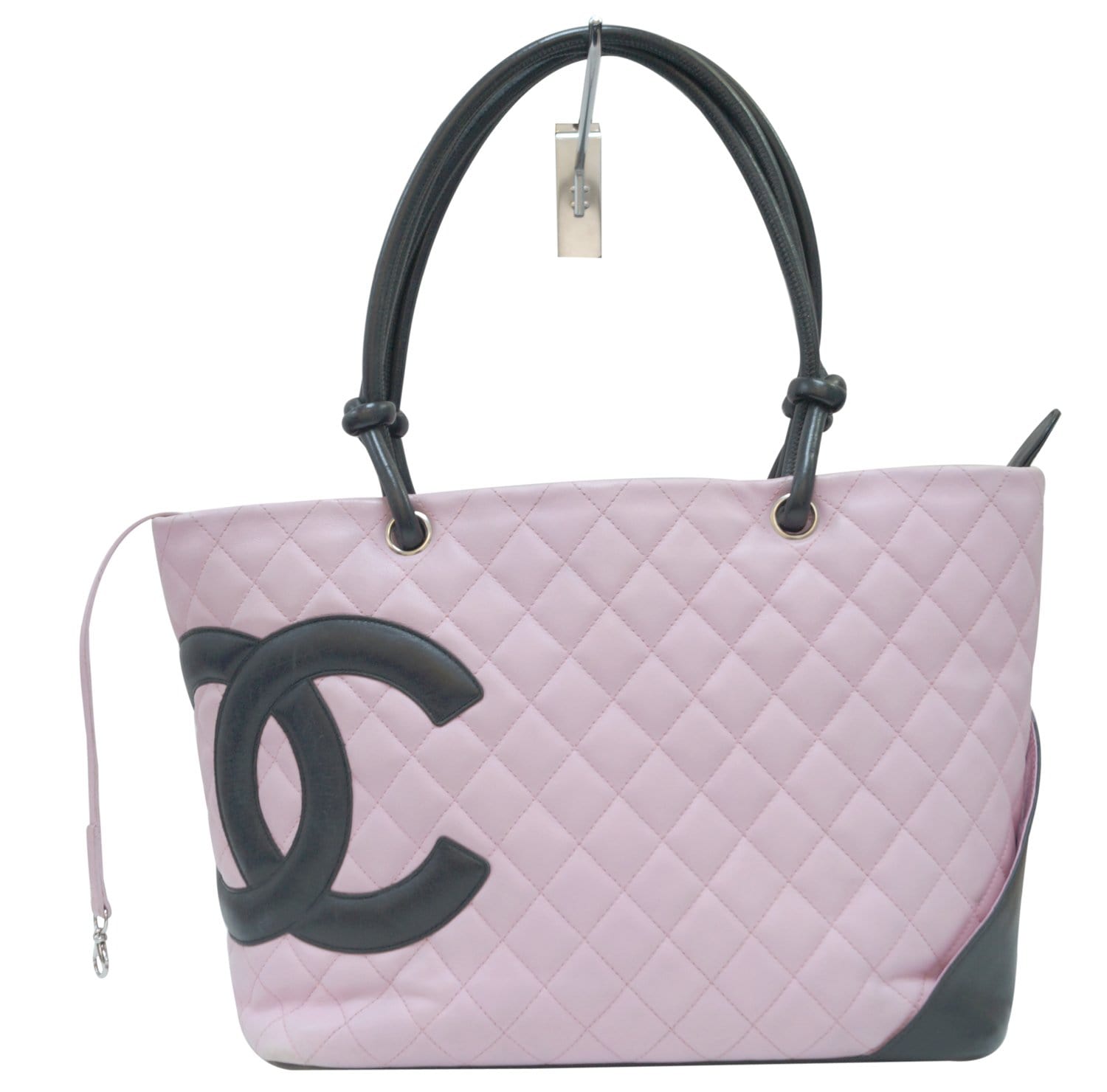 Chanel Quilted Cambon Leather Black Pink Travel Bag