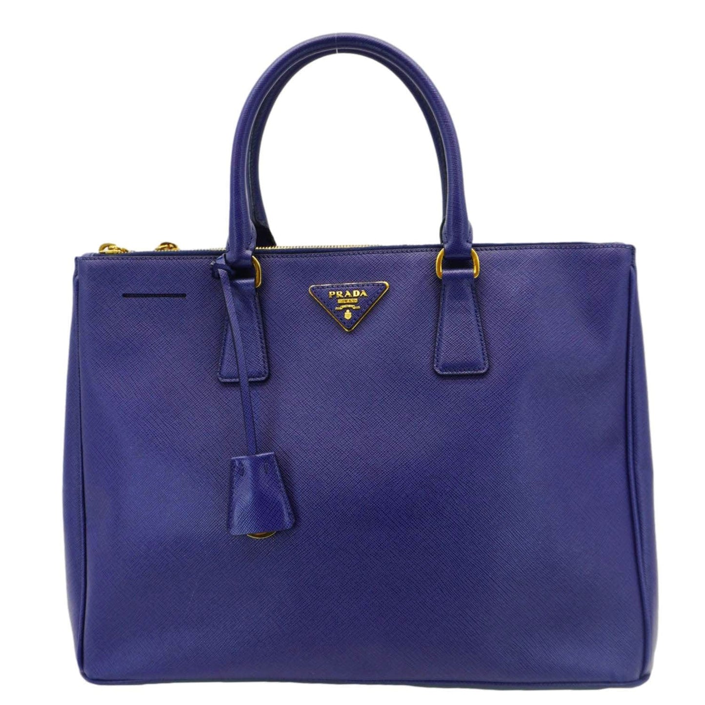 Galleria Double Zip Saffiano Lux Tote Bag Leather Blue
