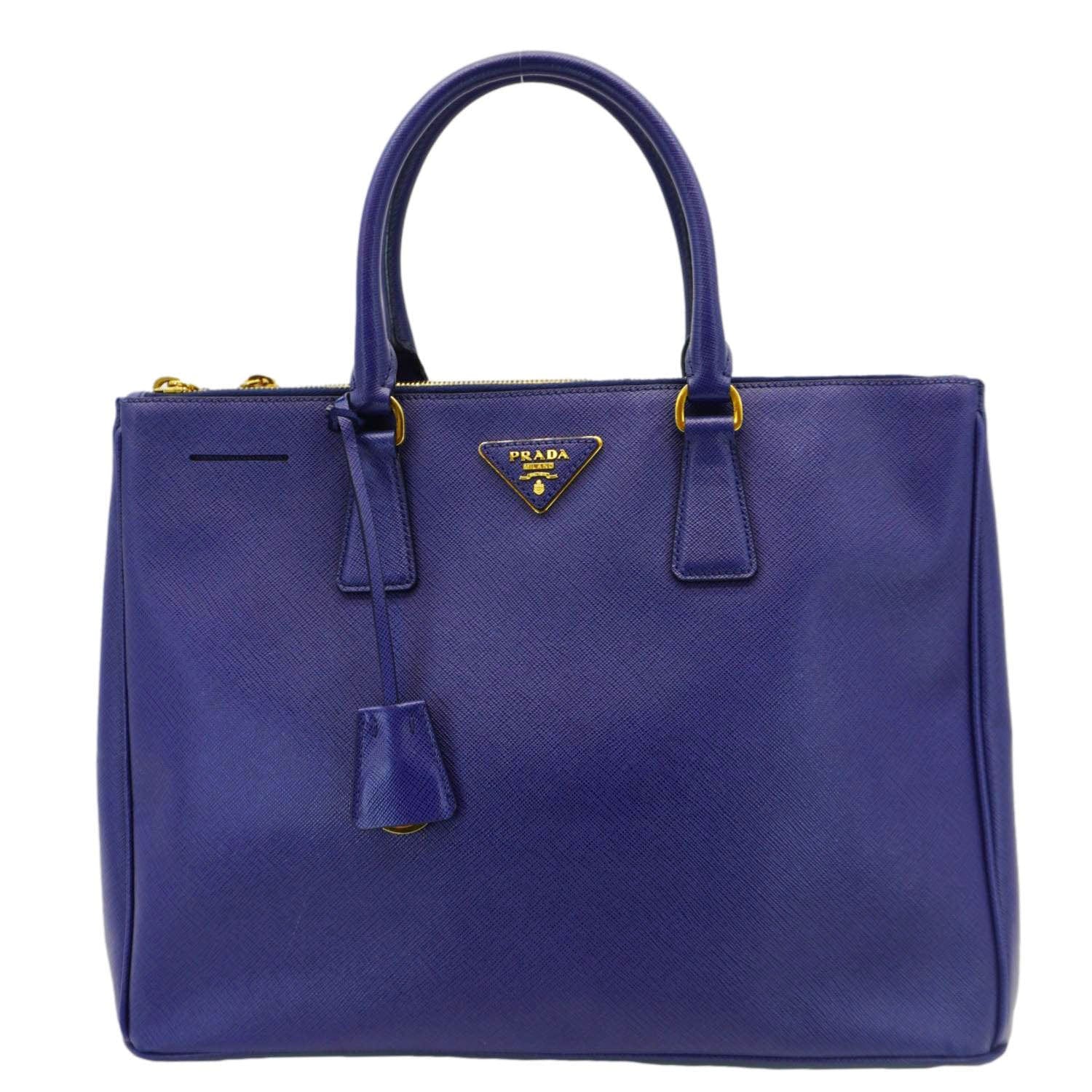 Prada Galleria Double Lux Tote Bag Leather Saffiano Blue