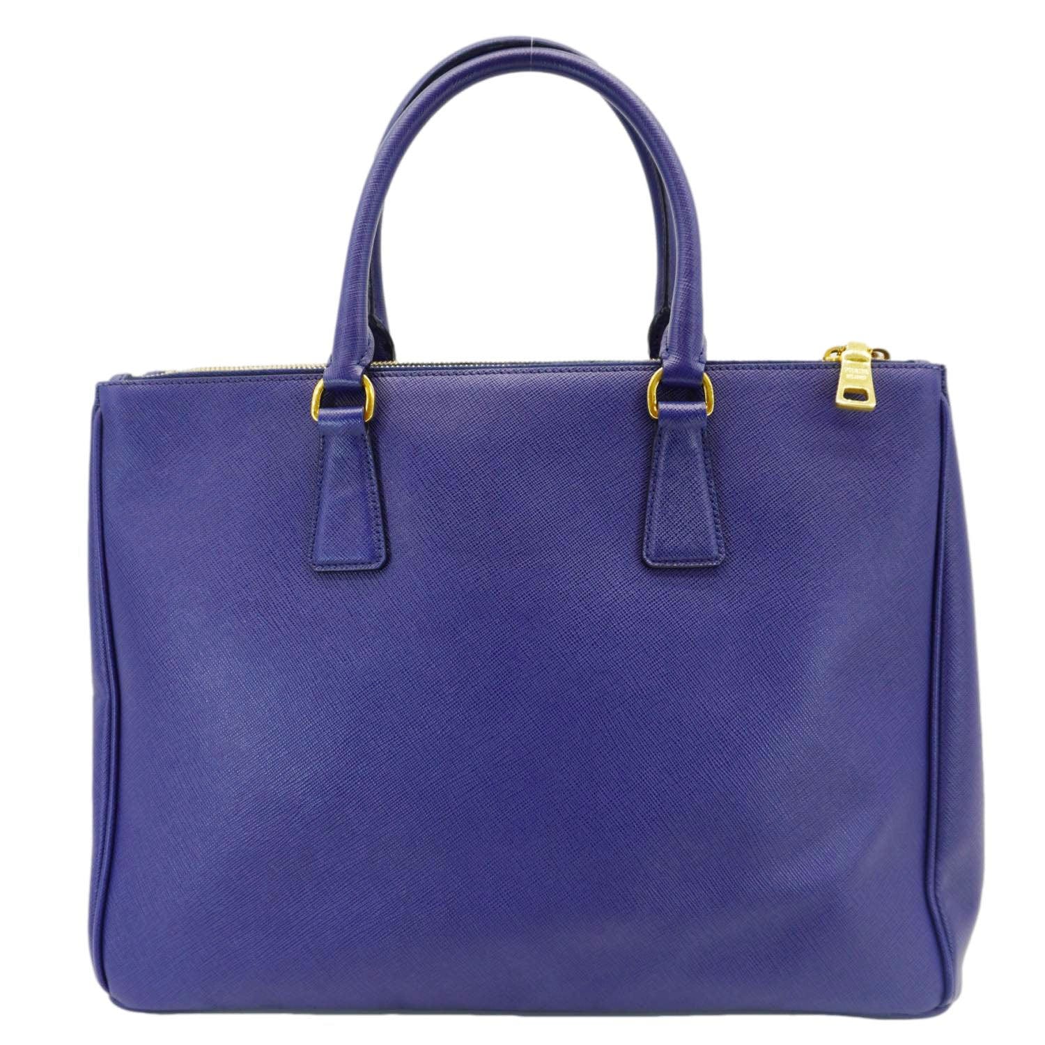 Prada Galleria Double Lux Tote Bag Leather Saffiano Blue