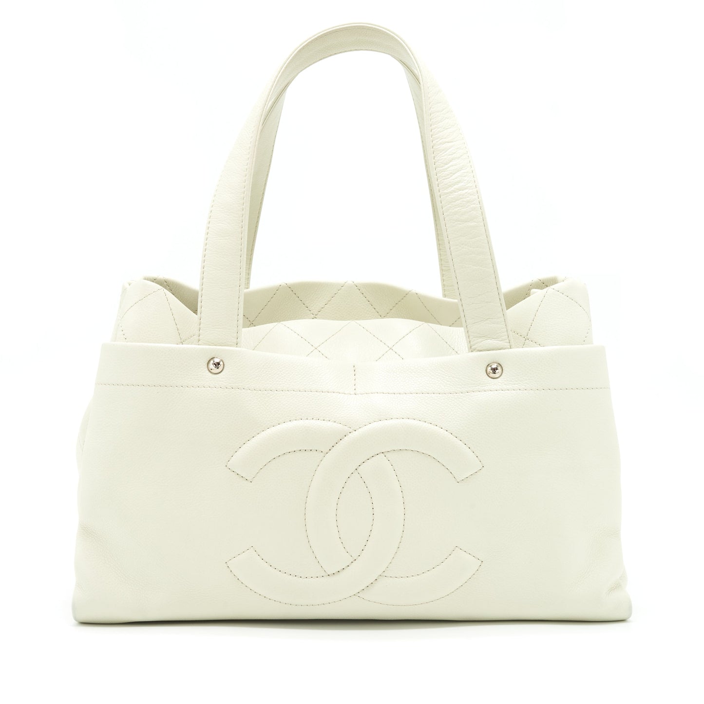Chanel Shopping Caviar SHW Ivory Tote Bag