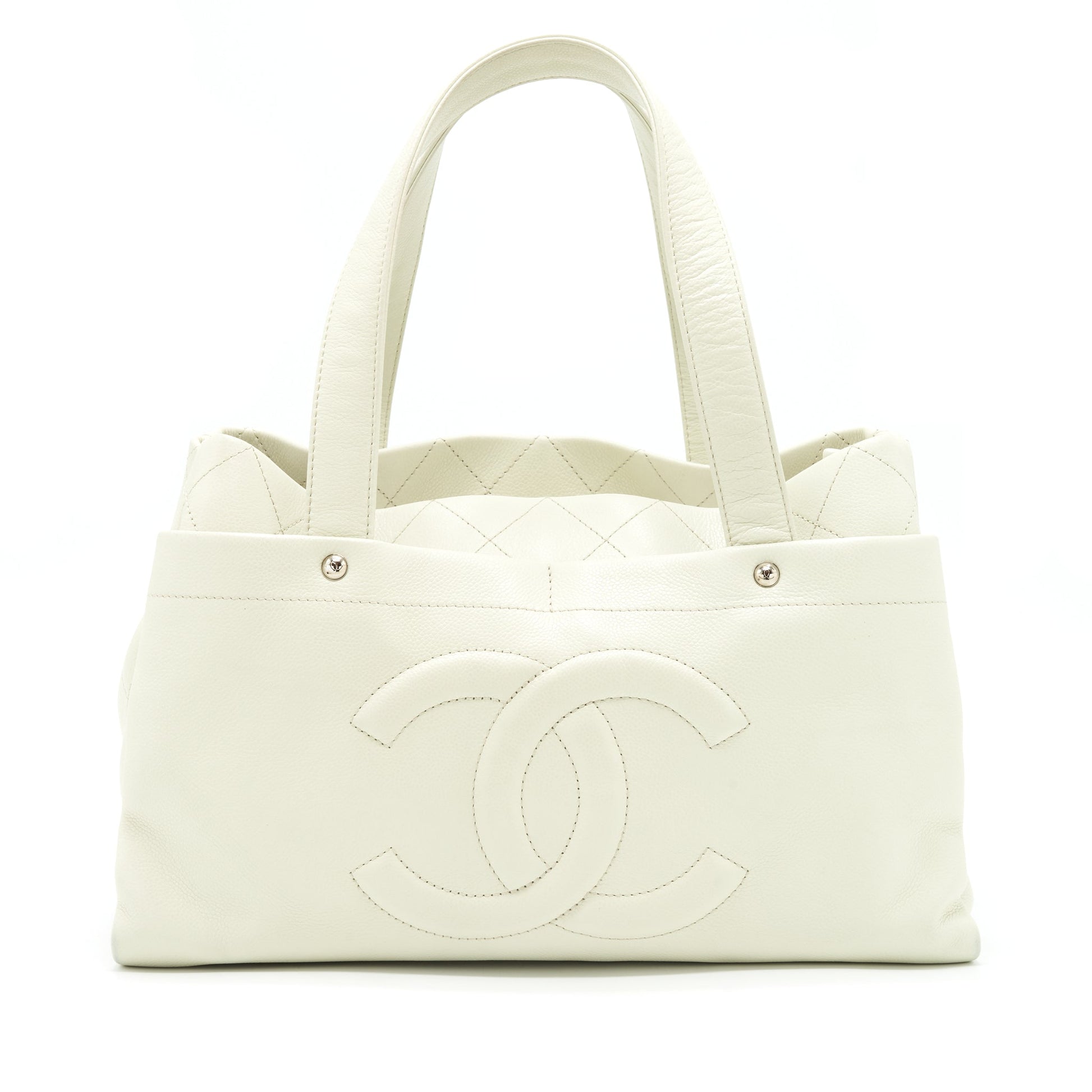 Chanel Shopping Caviar SHW Ivory Tote Bag