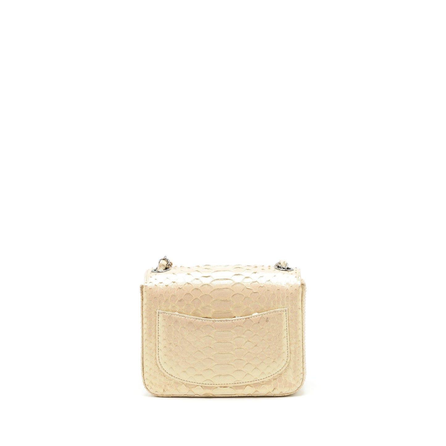 Chanel Square Flap Python Iridescent Light SHW Beige Shoulder Bag