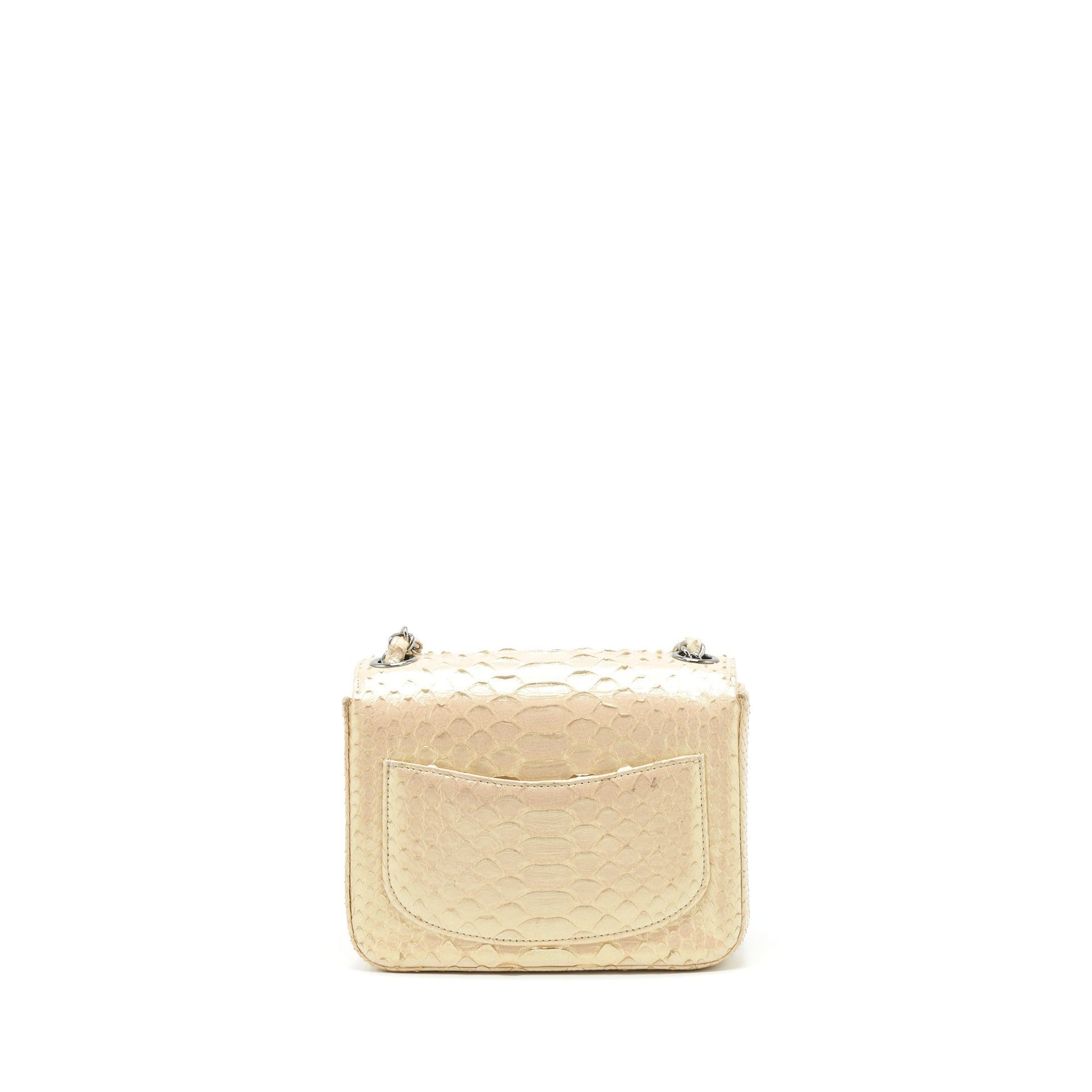 Chanel Square Flap Python Iridescent Light SHW Beige Shoulder Bag