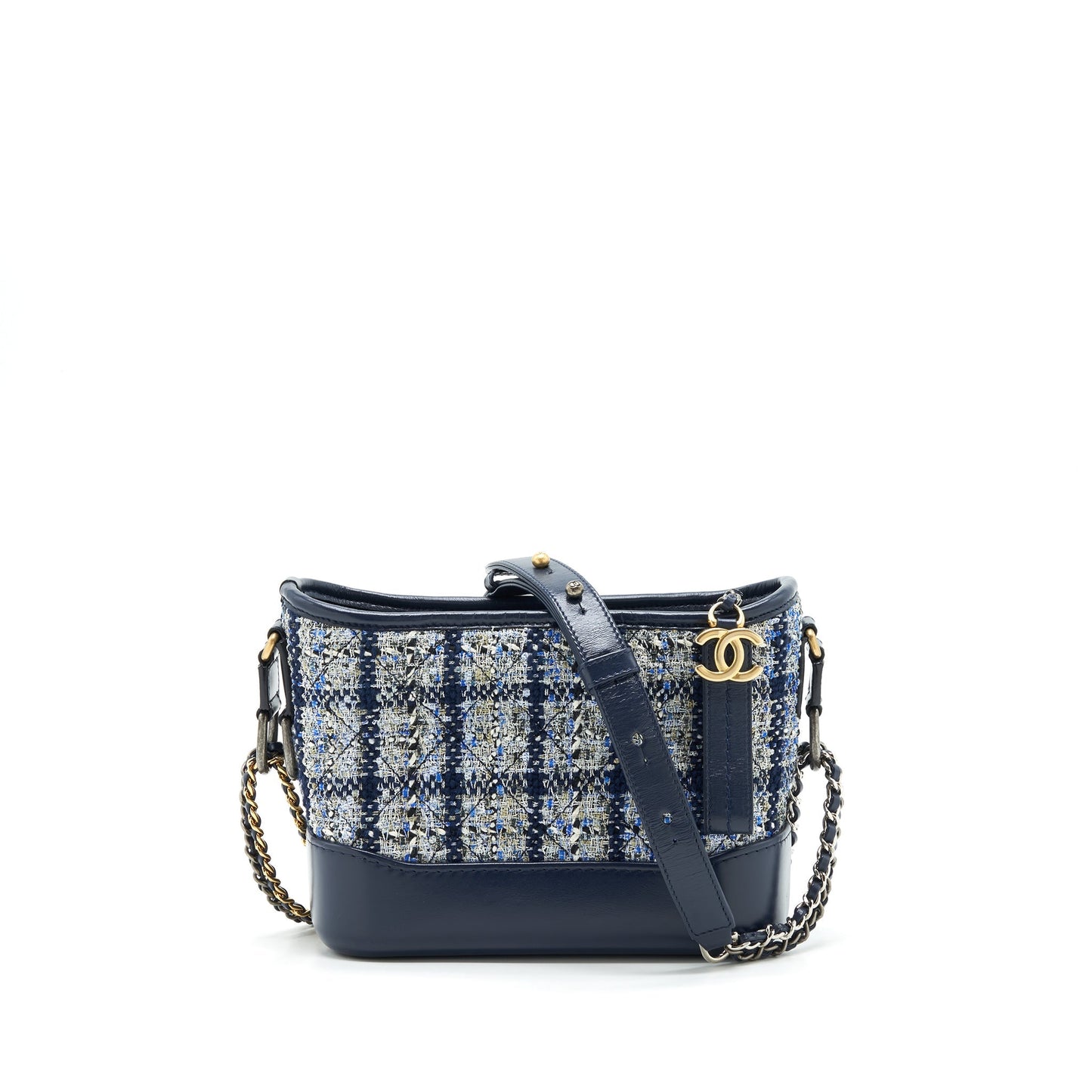 Chanel Gabrielle Hobo Tweed Multi Colour Hardware Blue Small Shoulder Bag