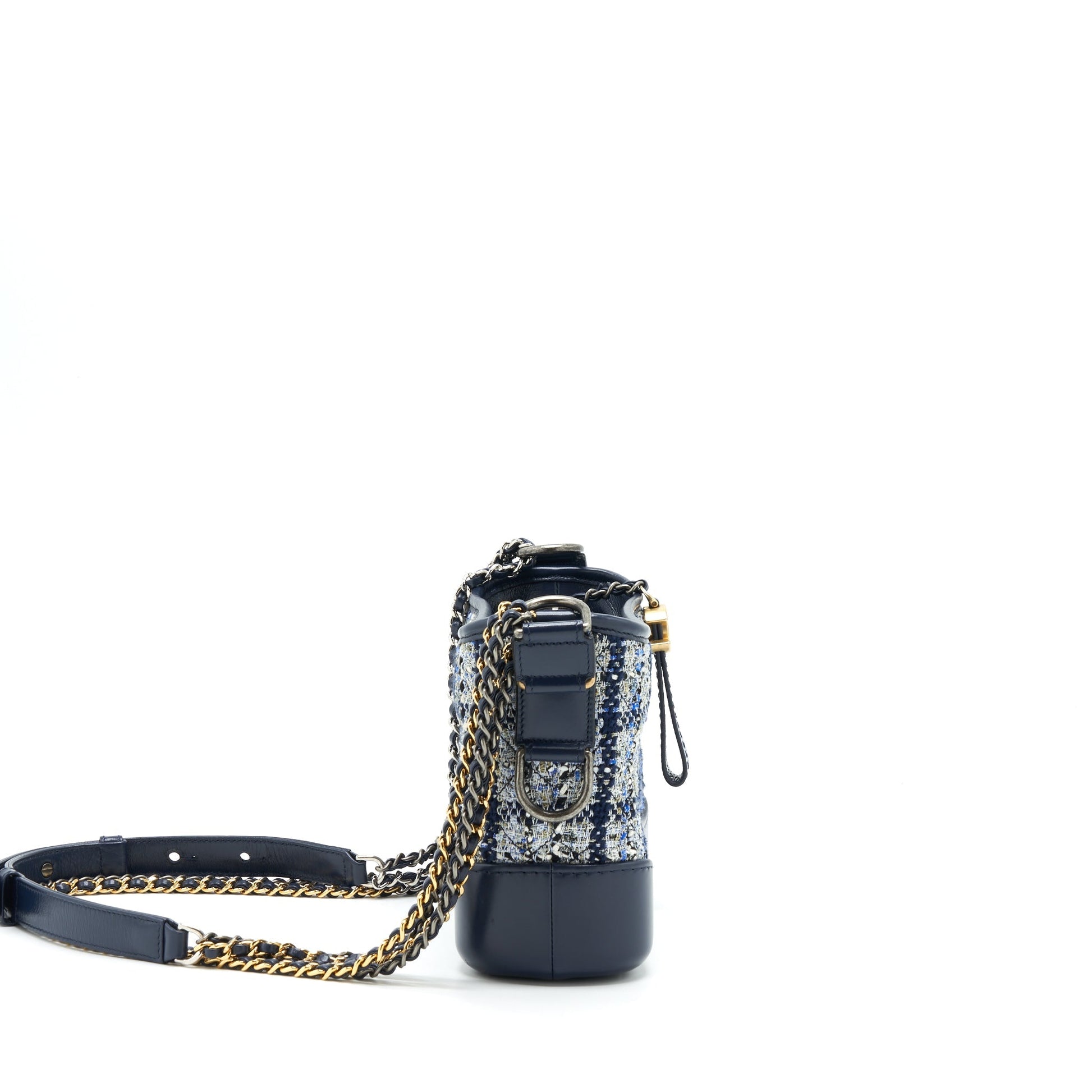 Chanel Gabrielle Hobo Tweed Multi Colour Hardware Blue Small Shoulder Bag