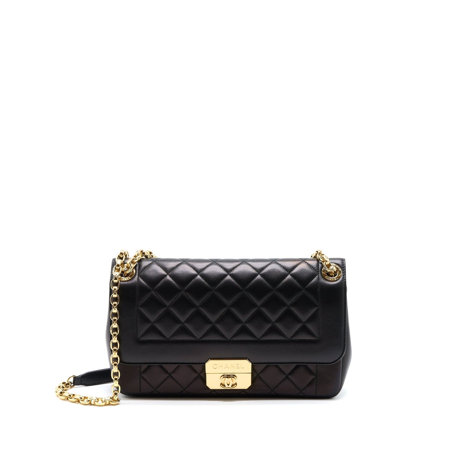 Chanel Seasonal Flap Lambskin GHW Black Shoulder Bag