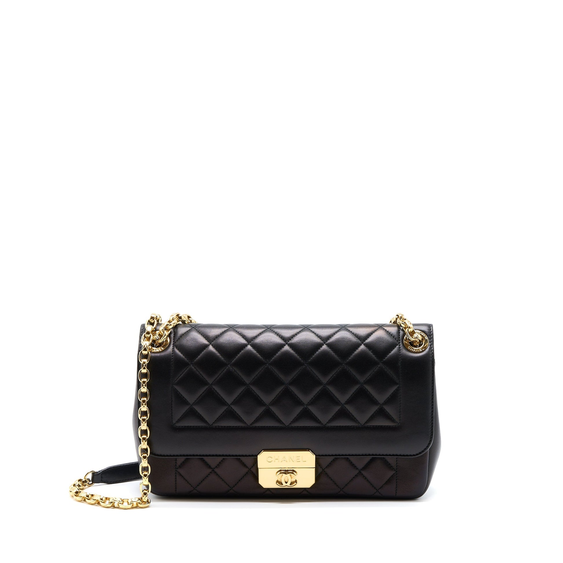 Chanel Seasonal Flap Lambskin GHW Black Shoulder Bag