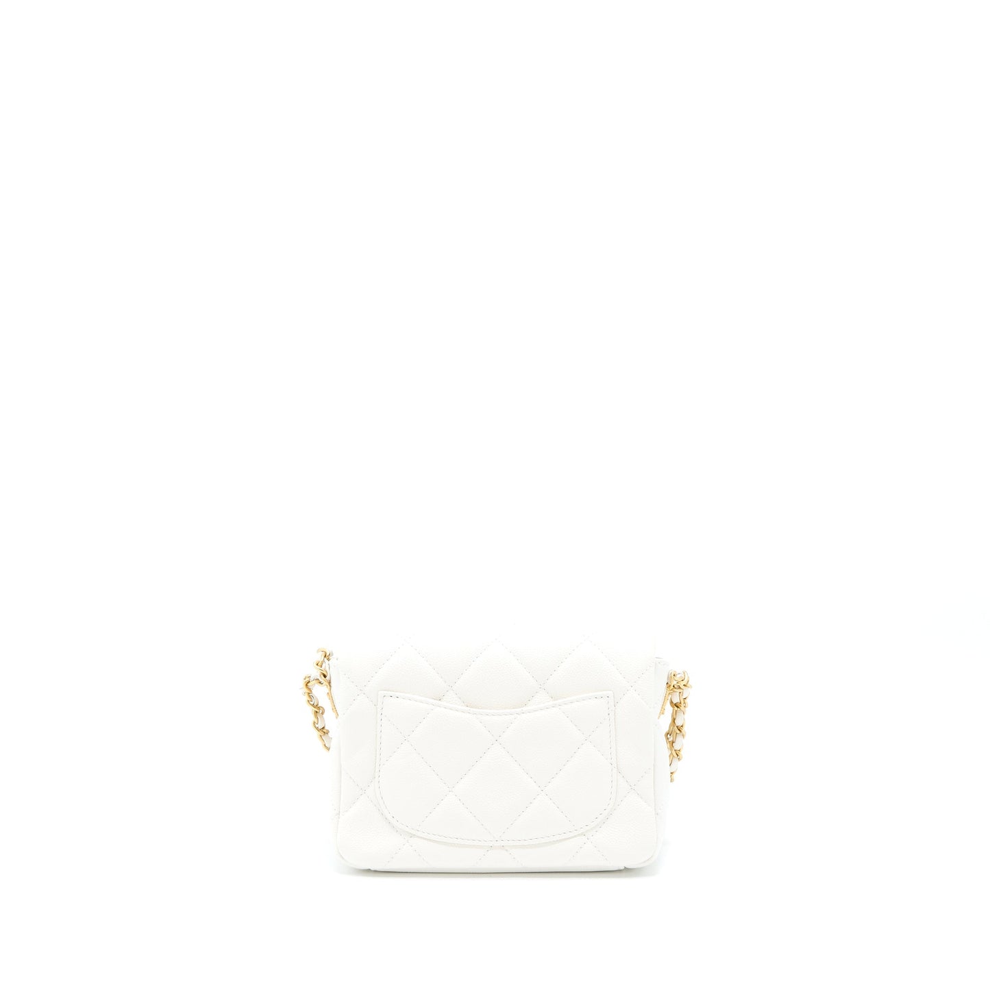 Chanel 22A Flap Caviar GHW Microchip White Small Shoulder Bag