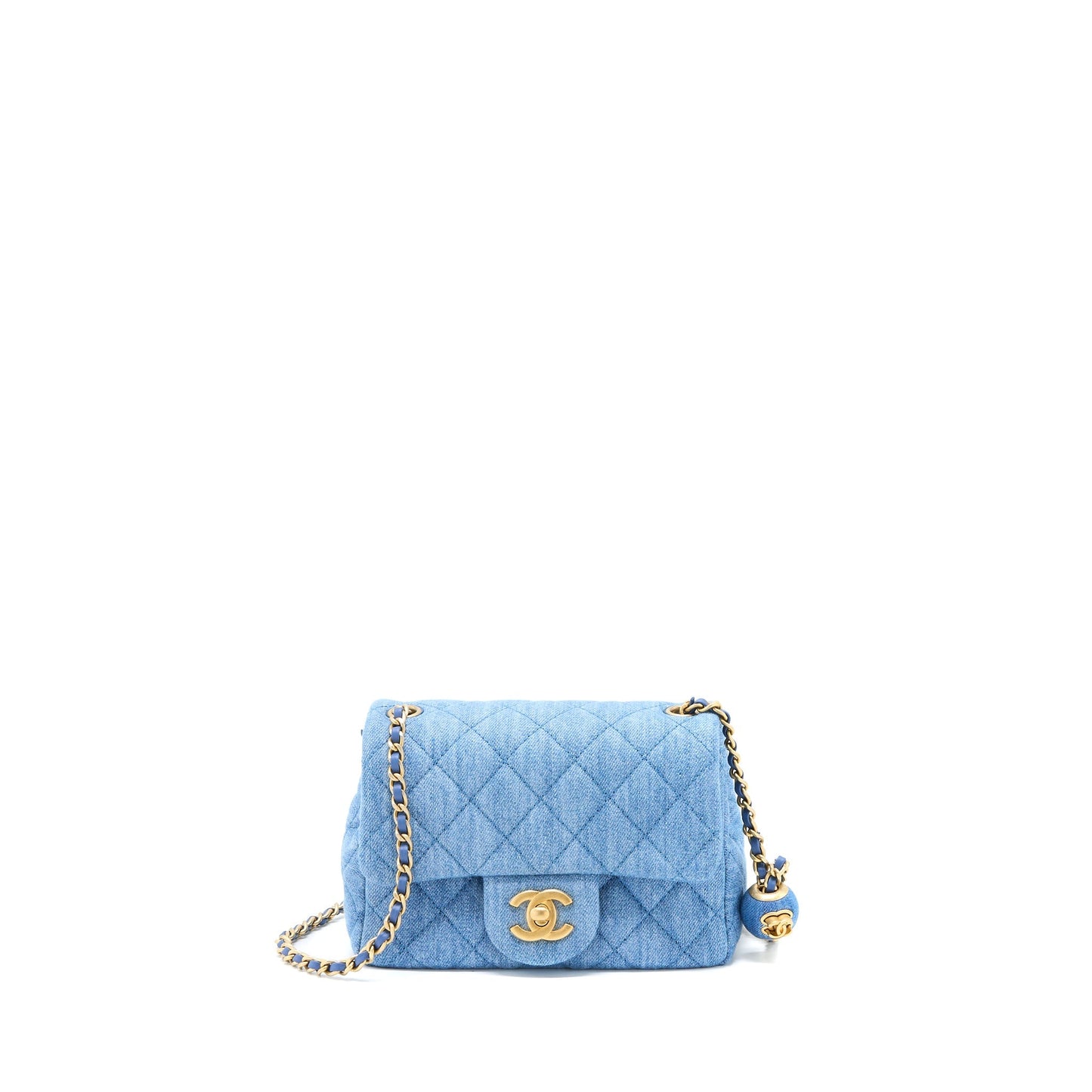 Chanel Pearl Crush Square Flap Denim GHW Shoulder Bag