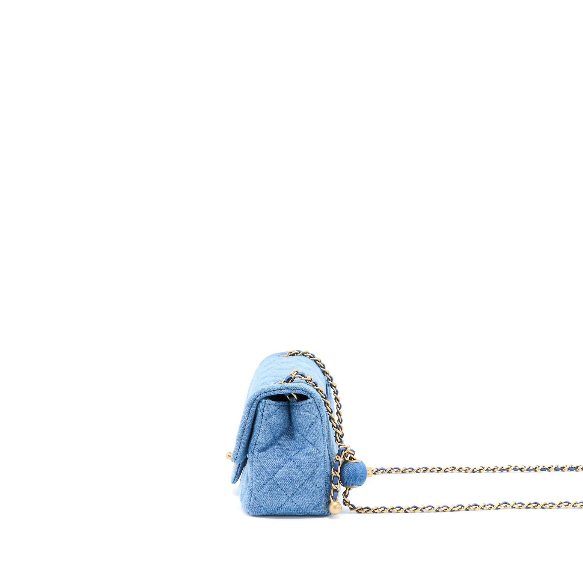 Chanel Pearl Crush Square Flap Denim GHW Shoulder Bag