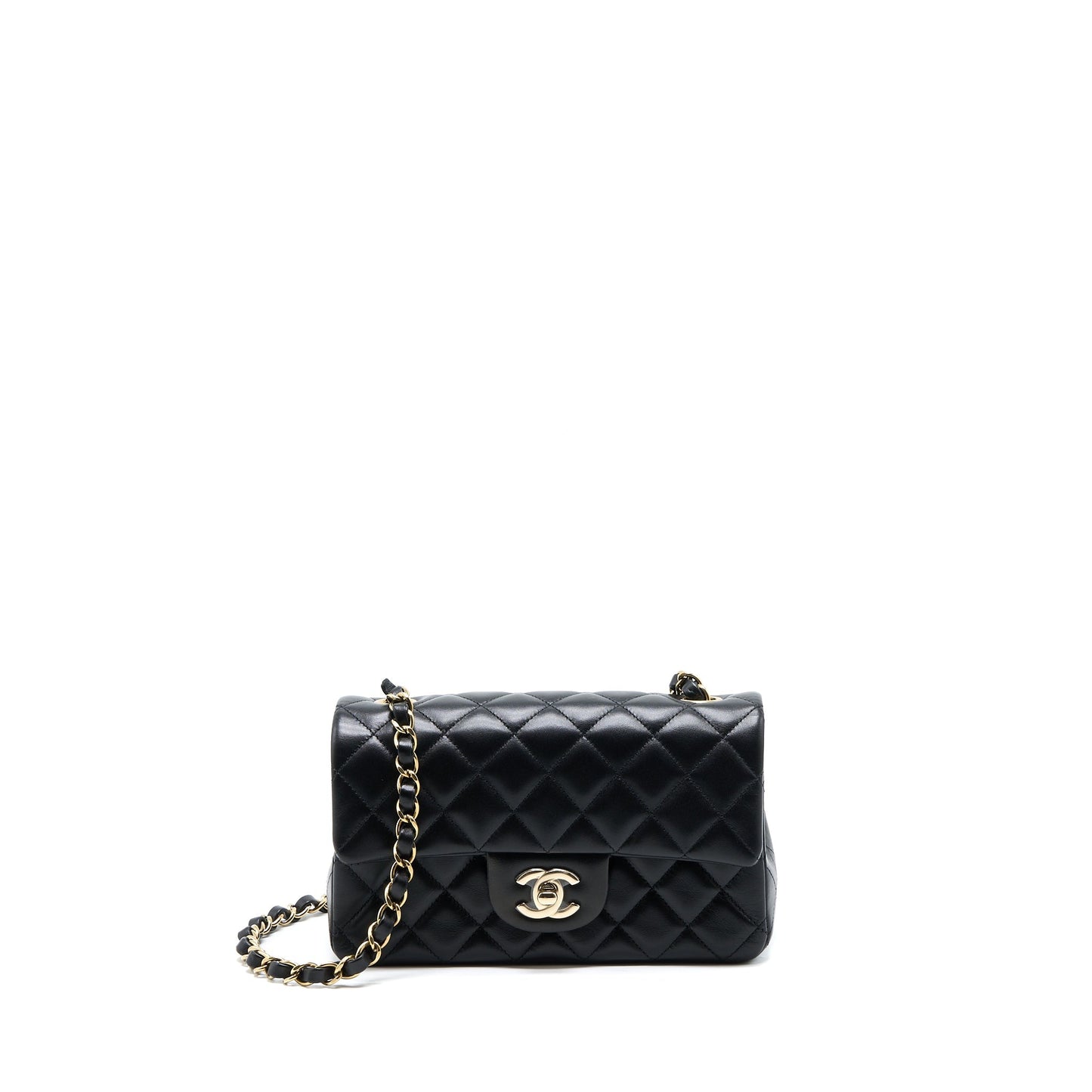 Chanel Rectangular Flap Lambskin LGHW Microchip Black Shoulder Bag Microchip 4