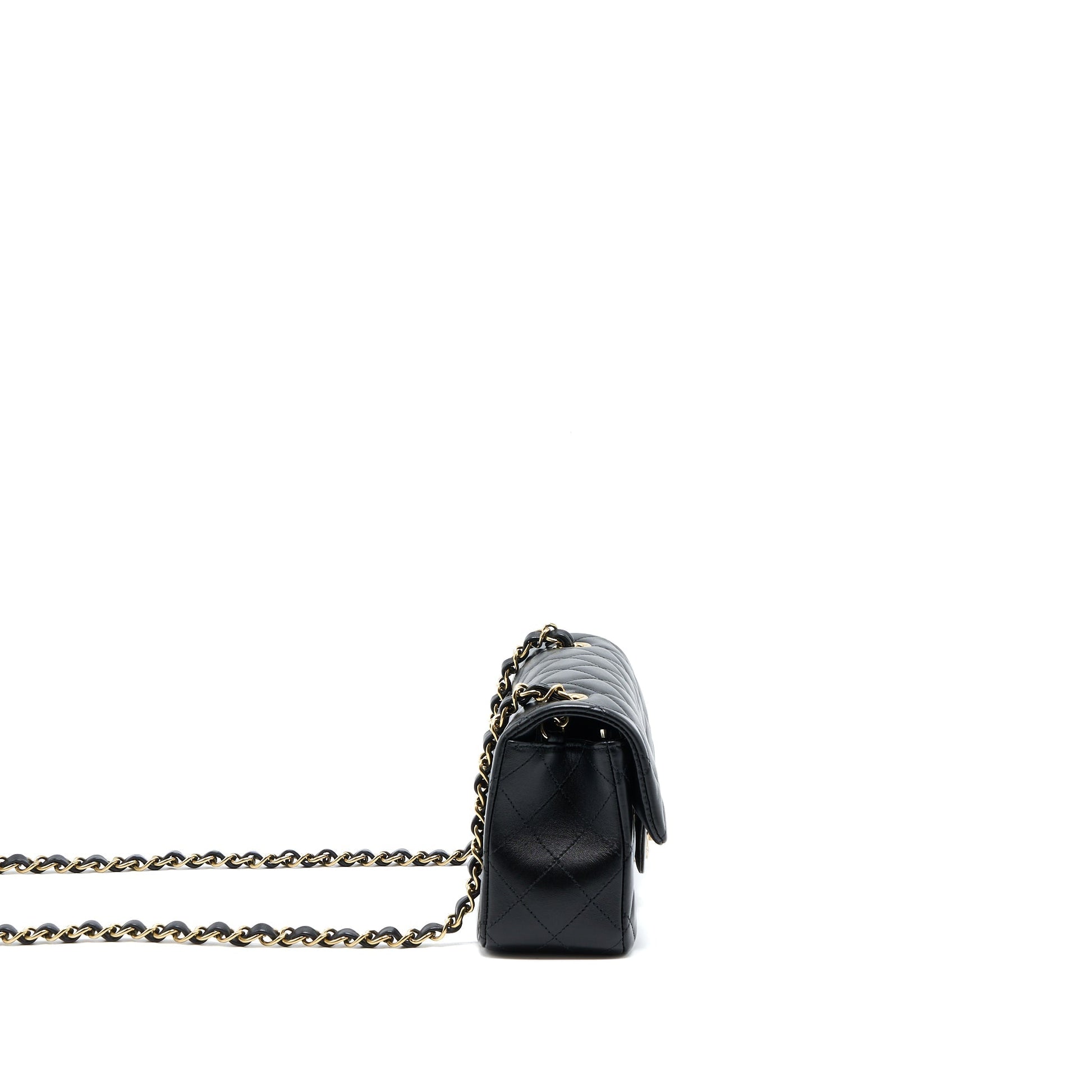 Chanel Rectangular Flap Lambskin LGHW Microchip Black Shoulder Bag Microchip 4