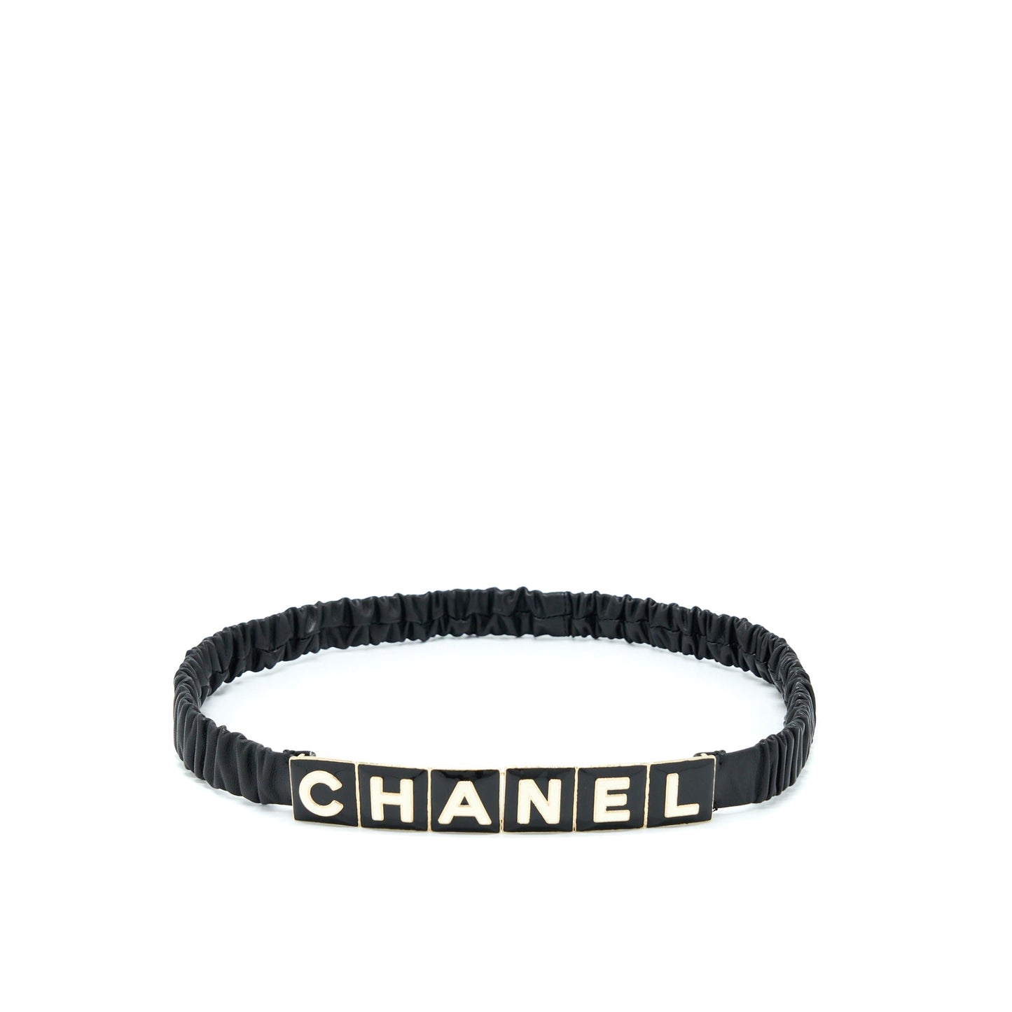 Chanel Belt Lambskin Black White