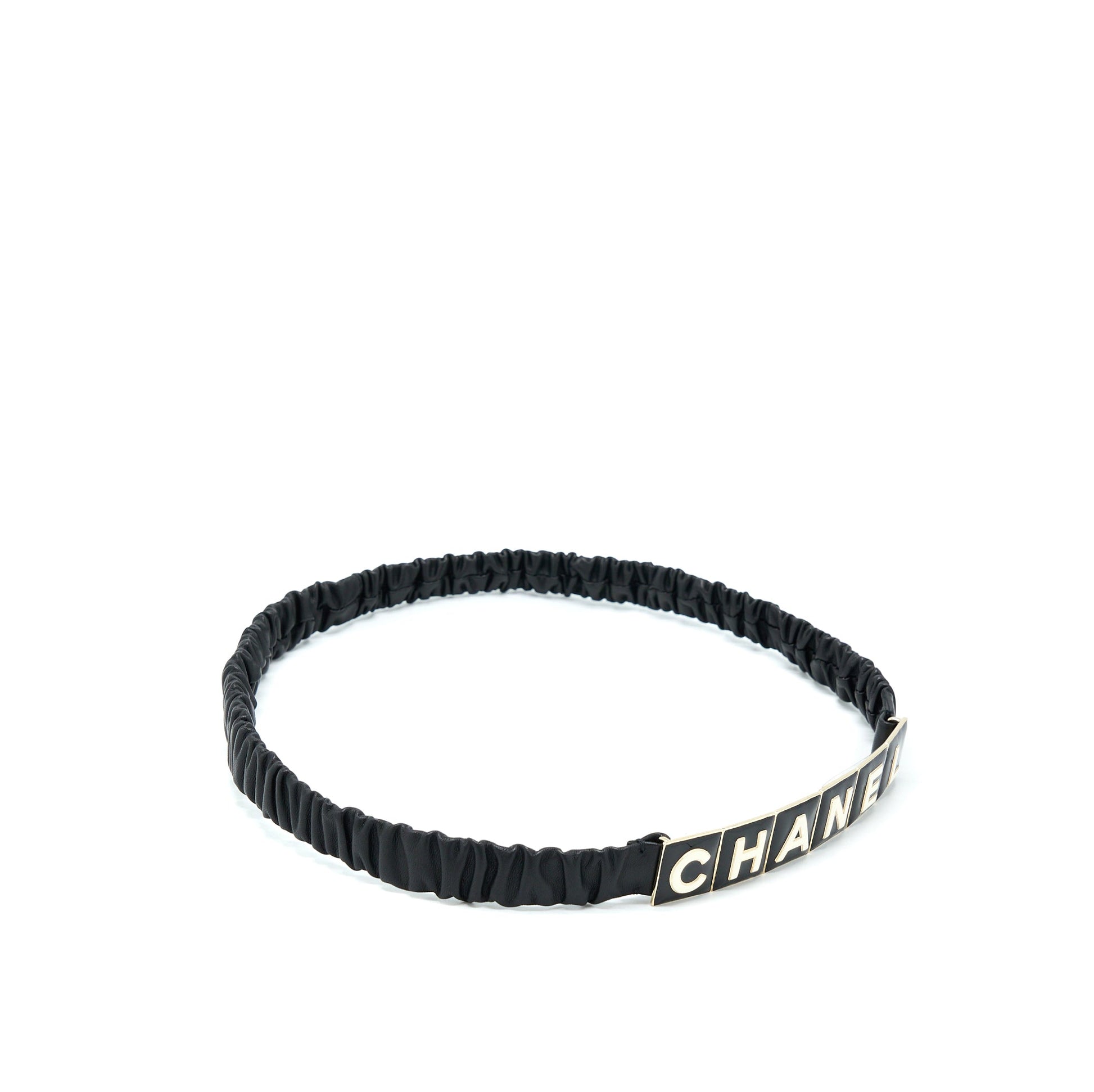 Chanel Belt Lambskin Black White