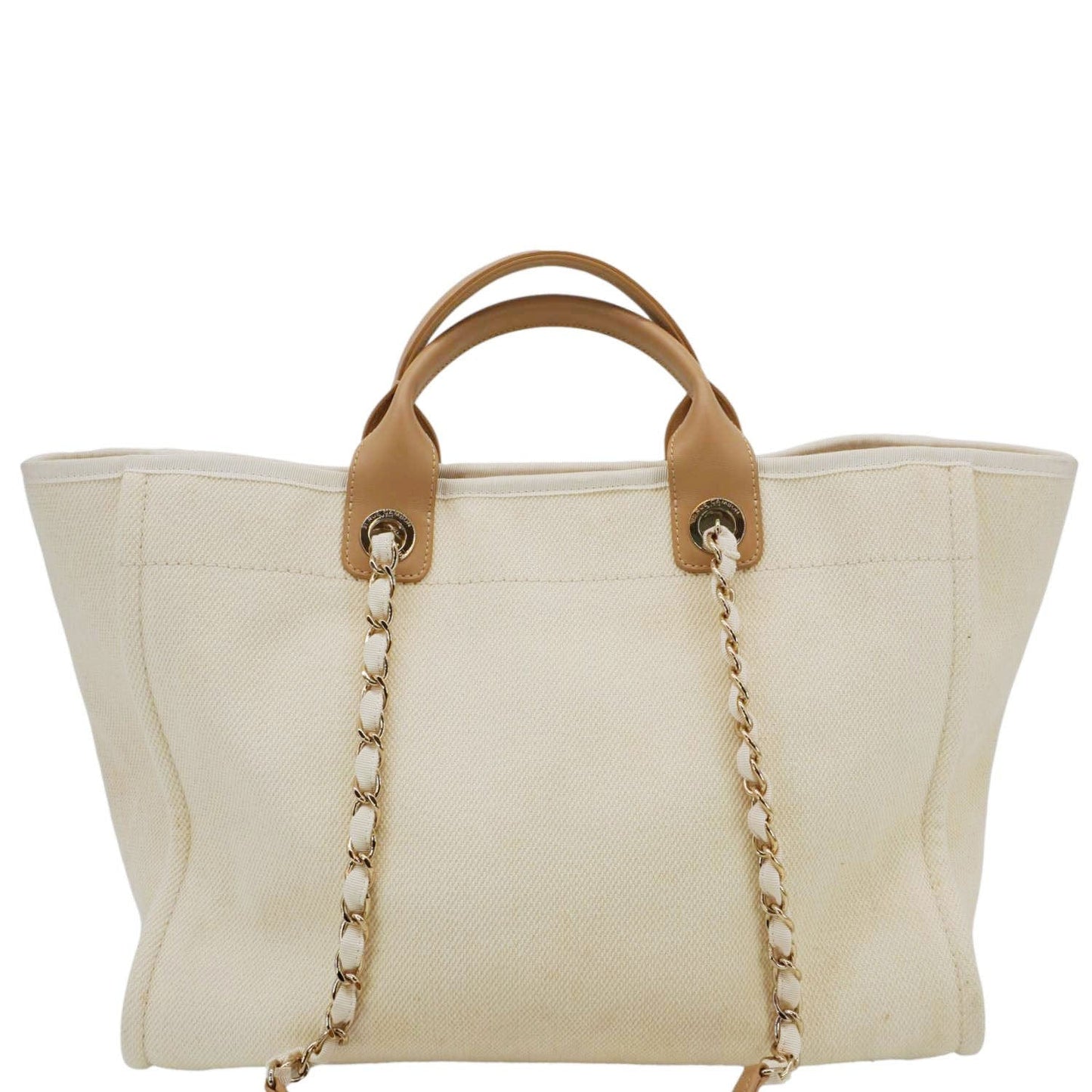 Chanel Deauville Pearl Embellished Cream Canvas Travel Bag
