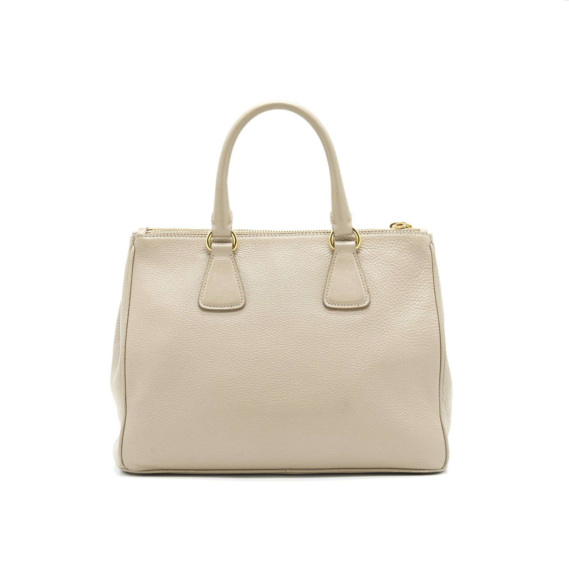 Prada Grained Calfskin Double Zip Tote Purse Light Tote Bag