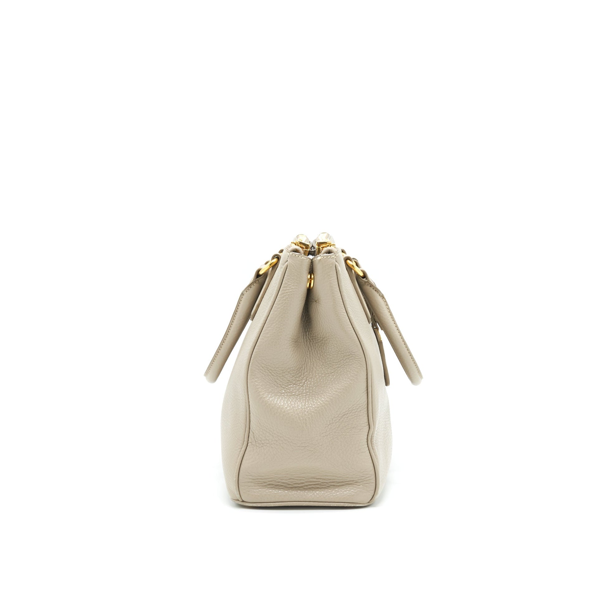 Prada Grained Calfskin Double Zip Tote Purse Light Tote Bag