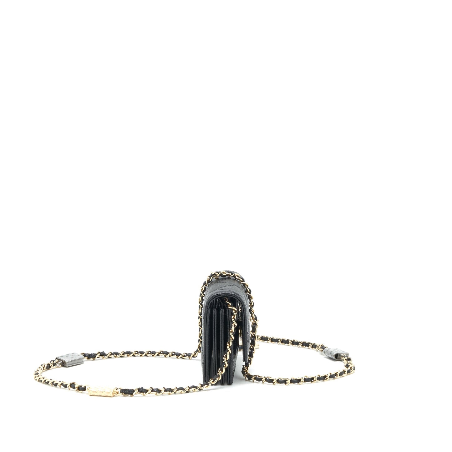 Chanel 21k Caviar flap cardholder LGHW Black Wallet Case