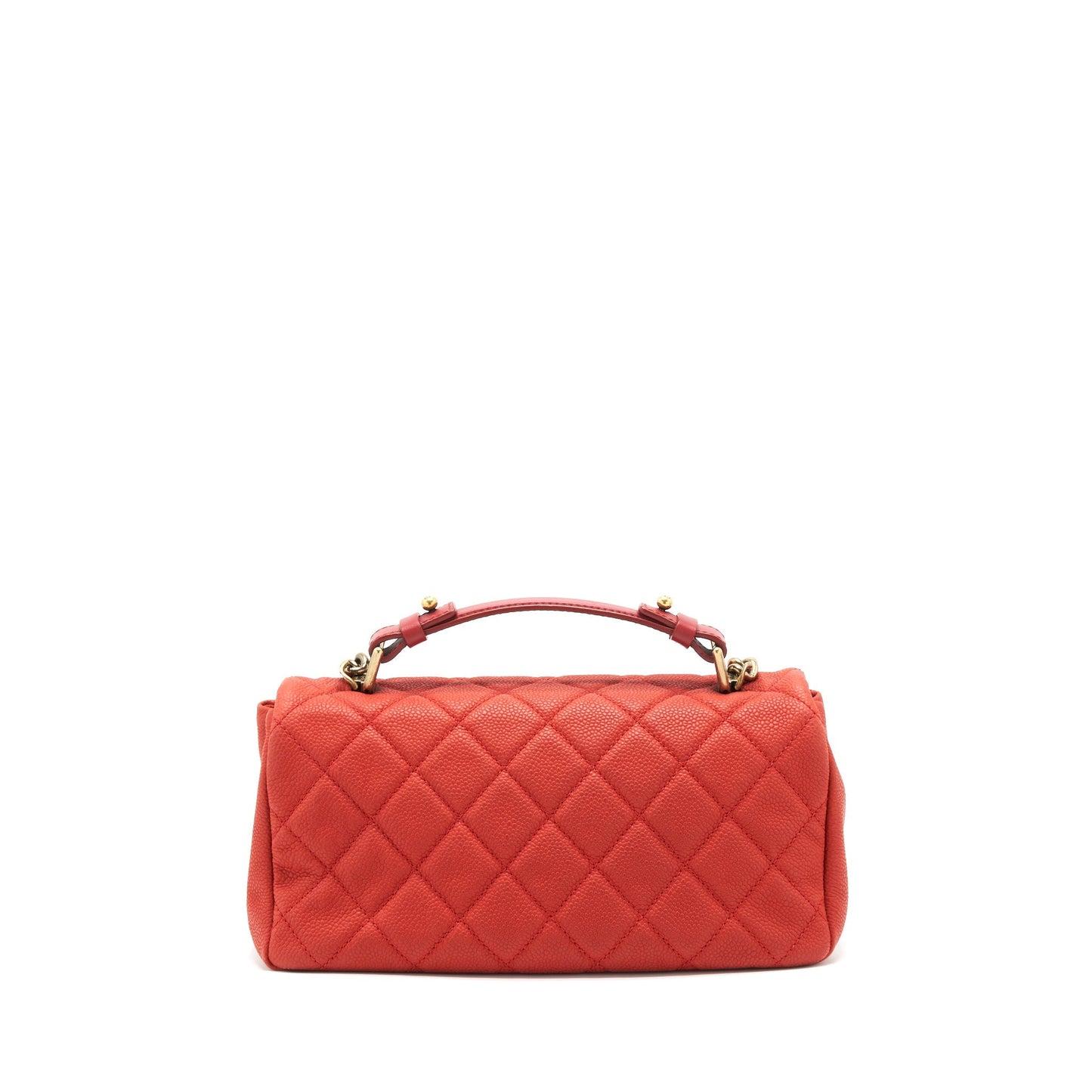 Chanel top handle rectangular flap grained calfskin Red Shoulder Bag