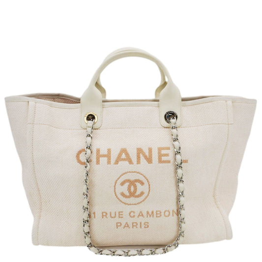 Chanel Deauville Large Raffia Mixed Fibers Tote Bag Cream