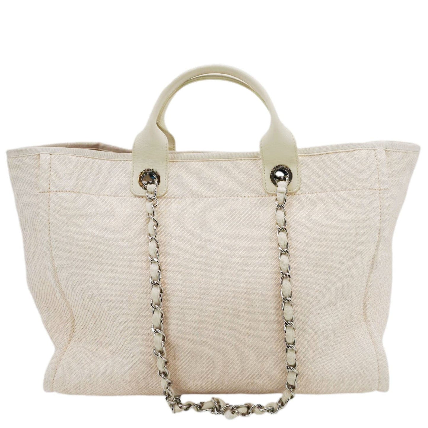 Chanel Deauville Raffia Mixed Fibers Cream Travel Bag