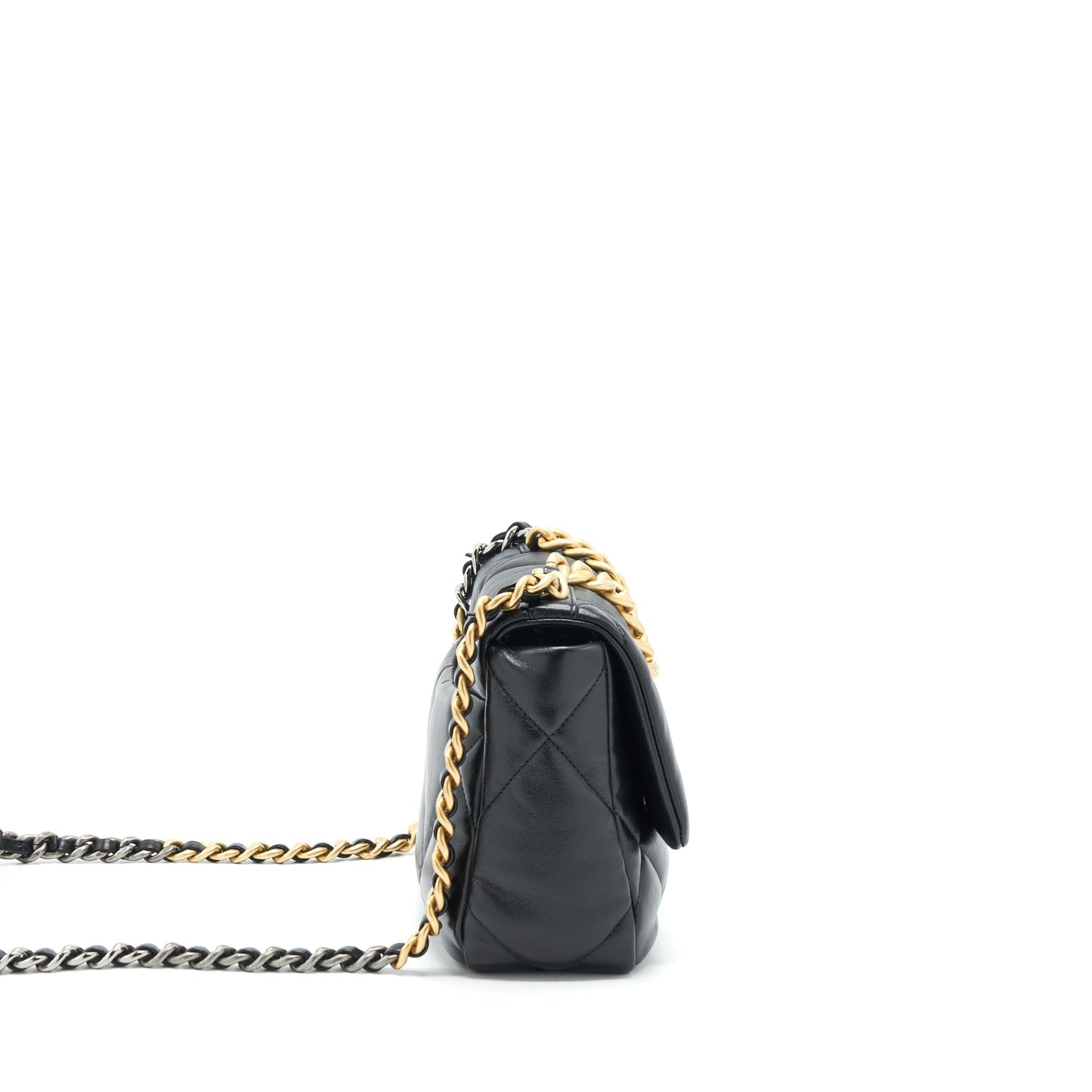 Chanel 19 Lambskin Hardware Black Gold Silver Small Handbag