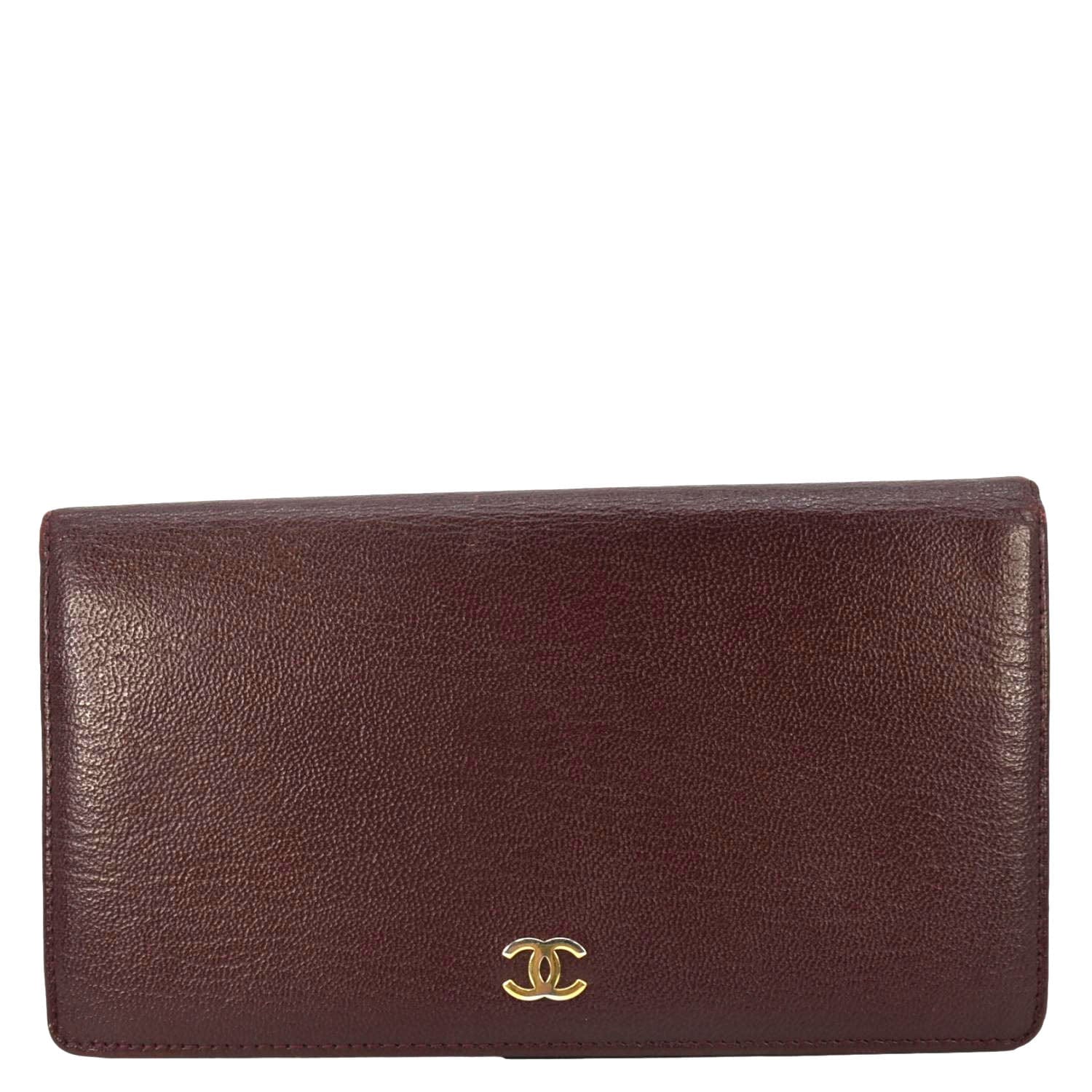 Chanel L-Yen Leather Wallet Burgundy Bag