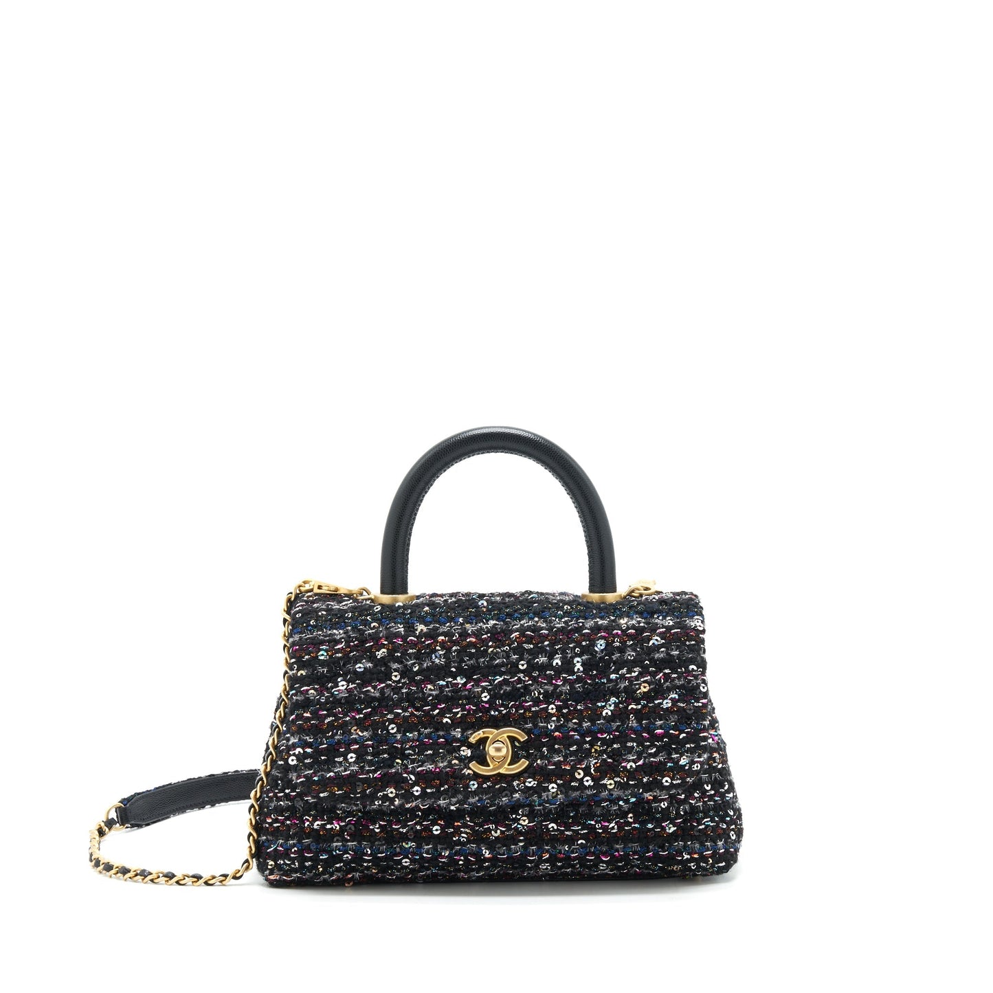 Chanel tweed coco handle 24cm GHW Black Small Handbag