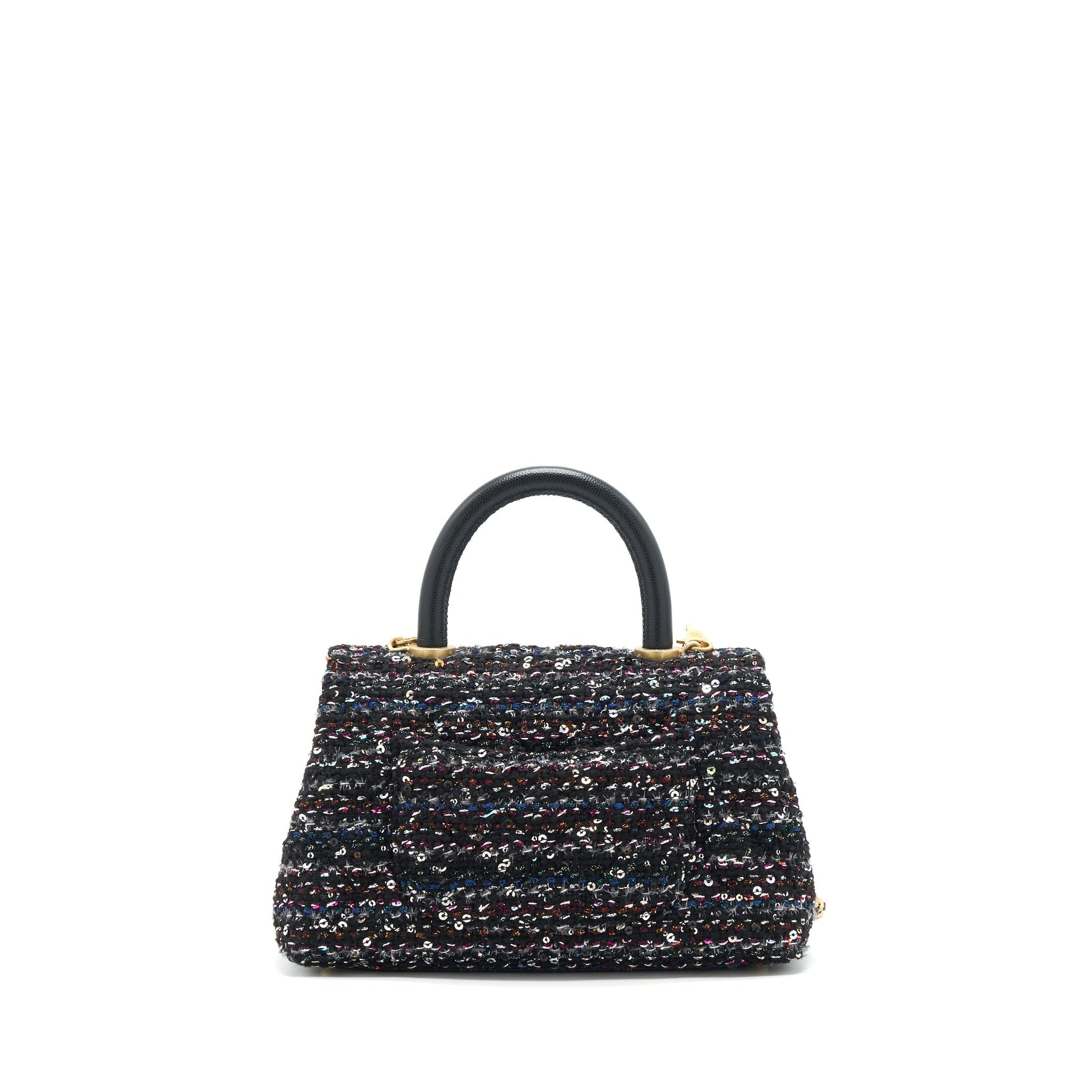 Chanel tweed coco handle 24cm GHW Black Small Handbag