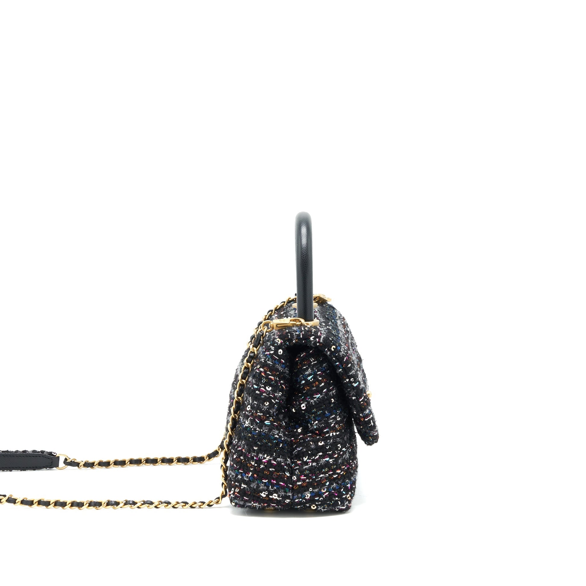 Chanel tweed coco handle 24cm GHW Black Small Handbag