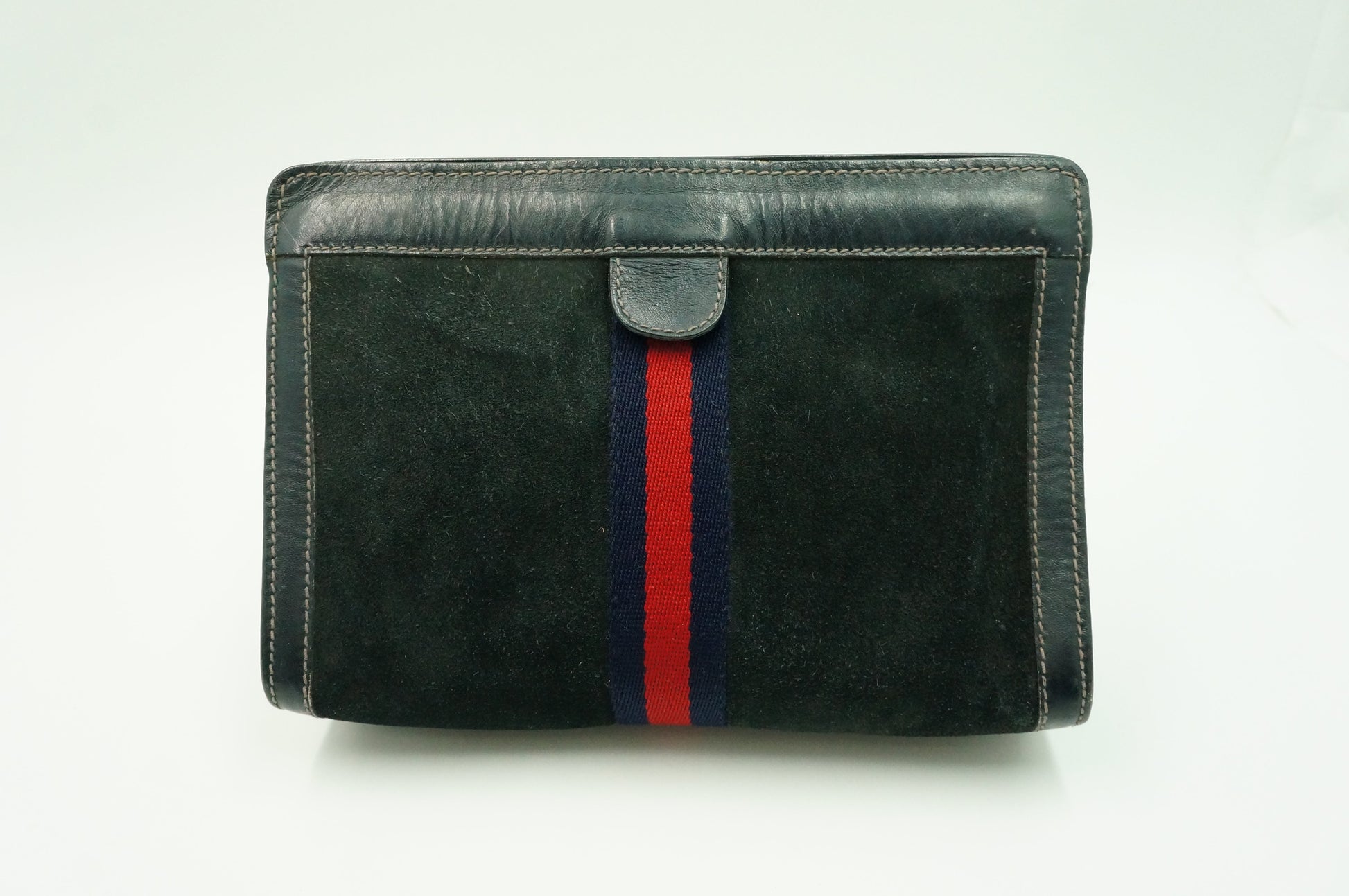 Gucci "Accessory Collection" Pouch Leather Suede Blue Navy Travel Bag