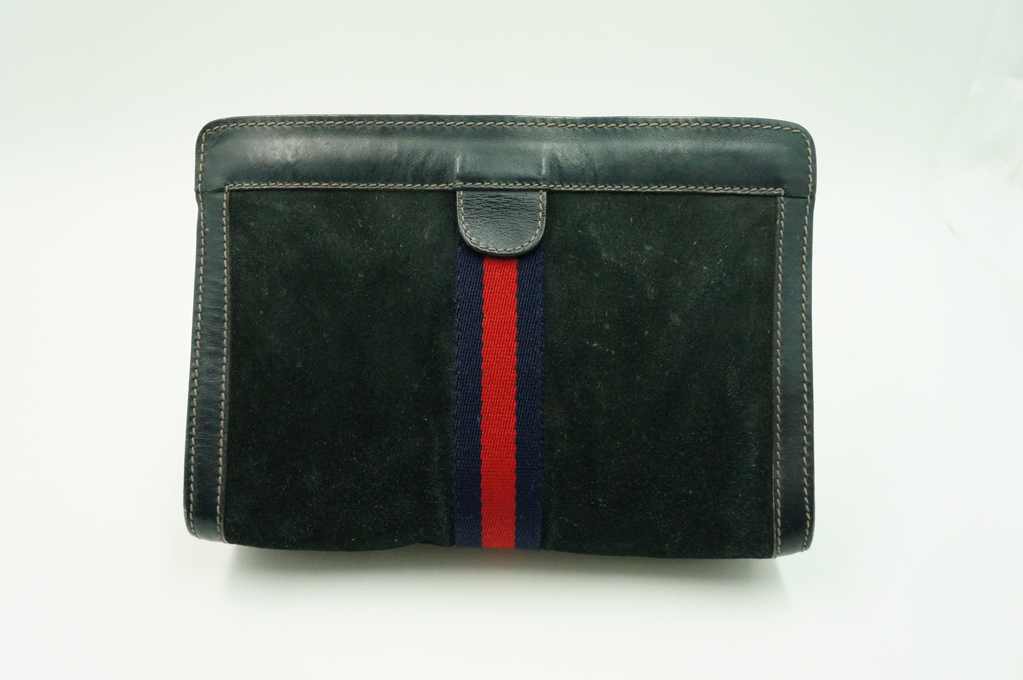 Gucci "Accessory Collection" Pouch Leather Suede Blue Navy Travel Bag