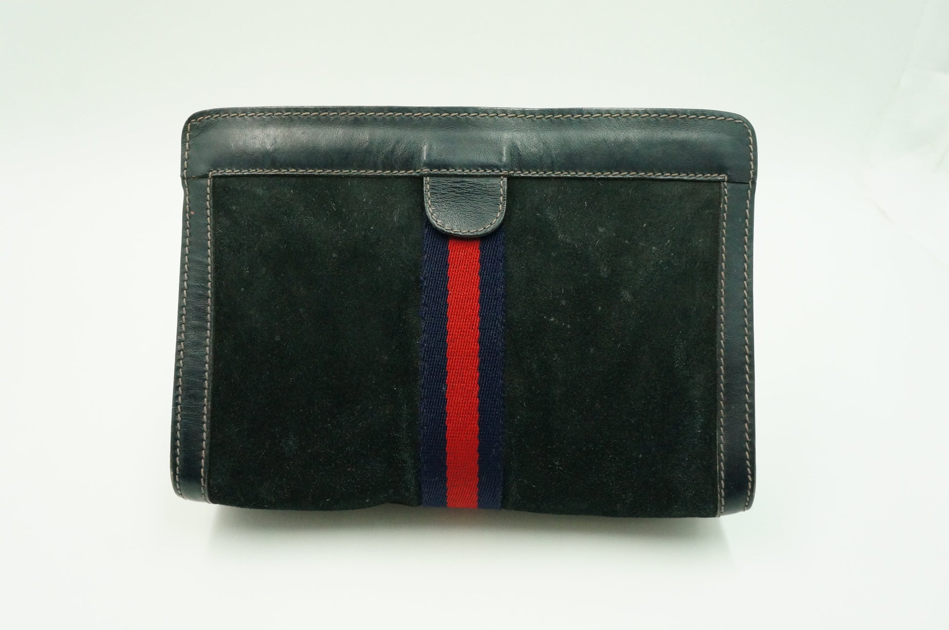 Gucci "Accessory Collection" Pouch Leather Suede Blue Navy Travel Bag